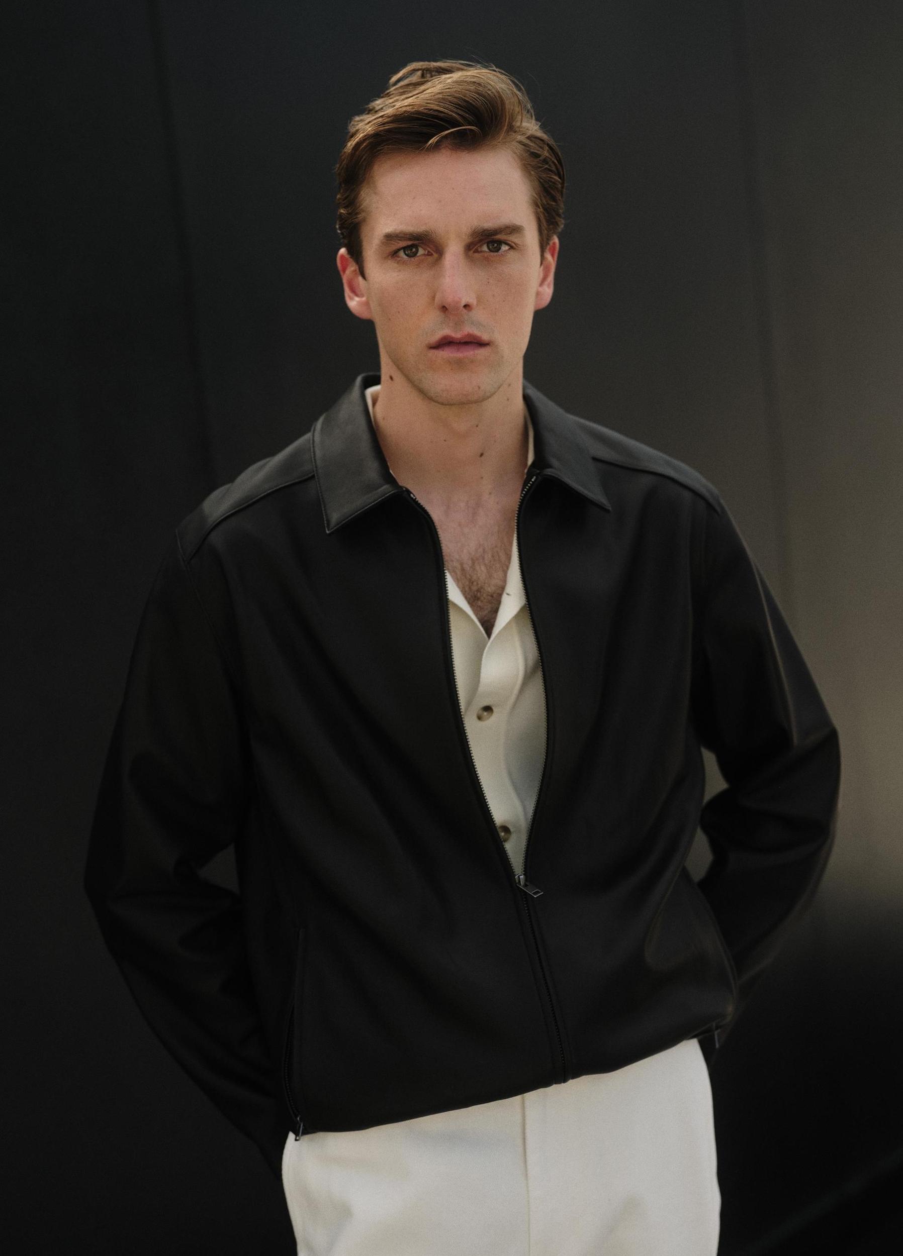 Leather Zip-Up Jacket Product Image