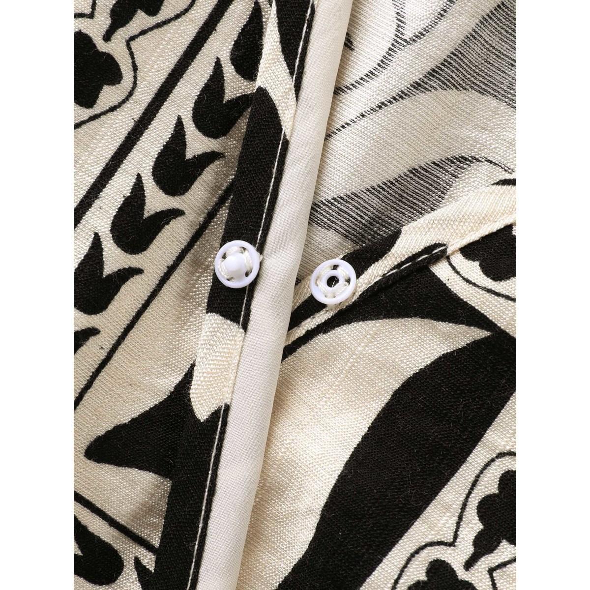 Plus Size Monochrome Collage Print Tassels Midi Dress Black Women V-neck Short sleeve Curvy BloomChic 22-24/3X Product Image