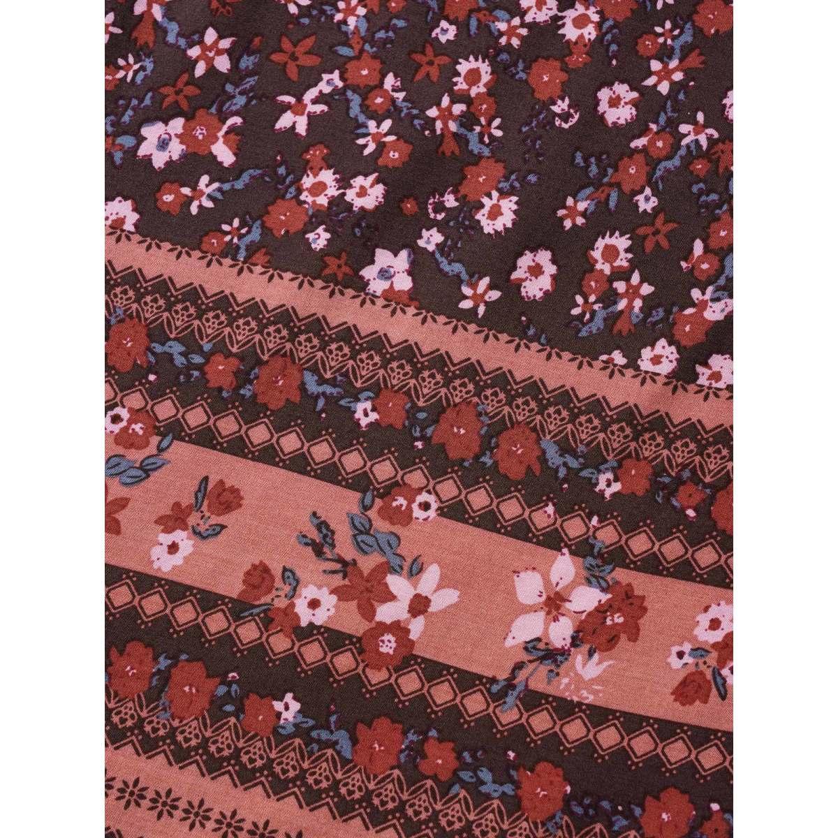 Plus Size Rayon Boho Print Elastic Waist Pocket Skirt Women Eggplant Resort Non No stretch Slanted pocket Vacation Skirts BloomChic 30/6X Product Image