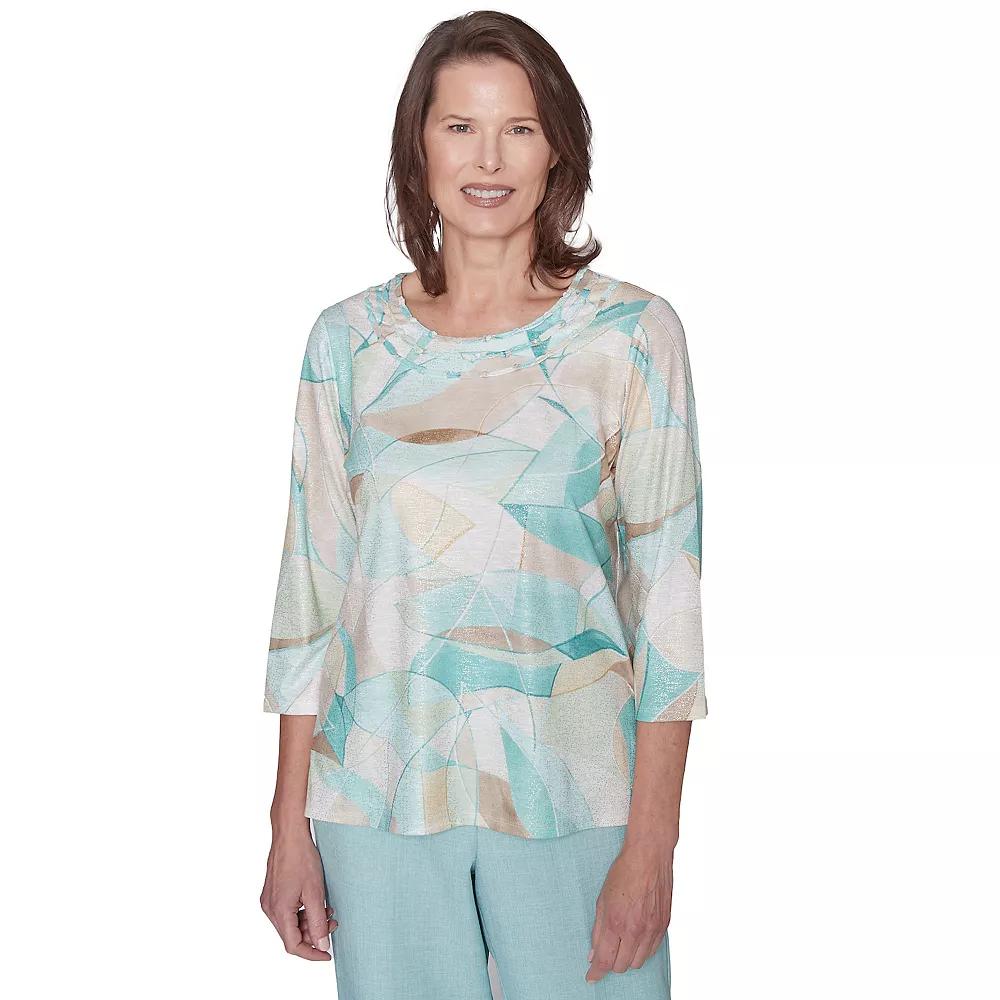 Petite Alfred Dunner Stained Glass Crewneck Top, Women's, Size: XL Petite, Neutral Team Product Image