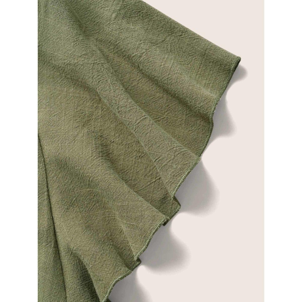 Plus Size ArmyGreen Linen Blend Gathered Ruffle Cap Sleeve Blouse Women Casual Cap Sleeve V-neck Everyday Blouses BloomChic 14-16/1X Product Image