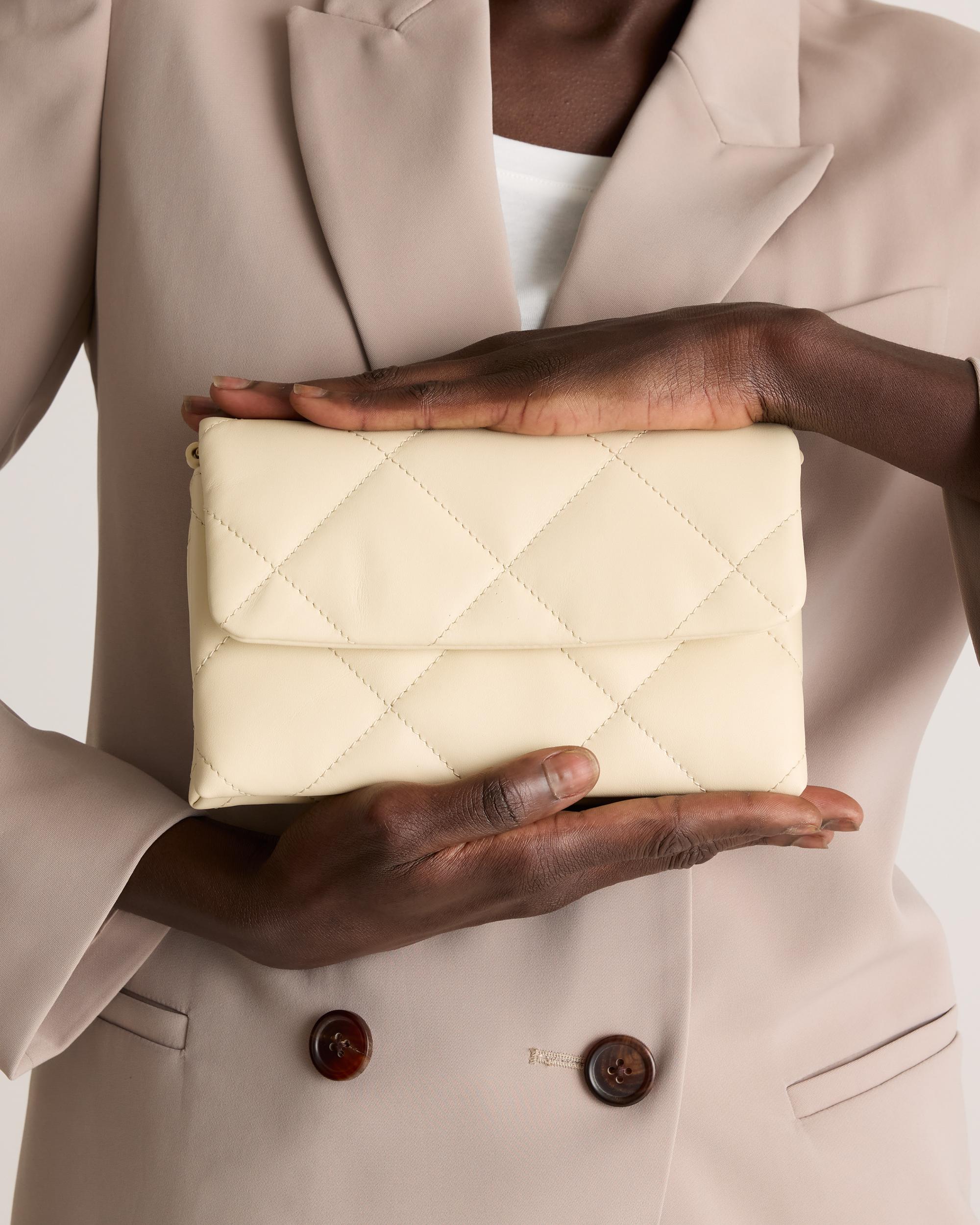 Quince | Women's Italian Leather Diamond Quilted Wallet Crossbody Product Image