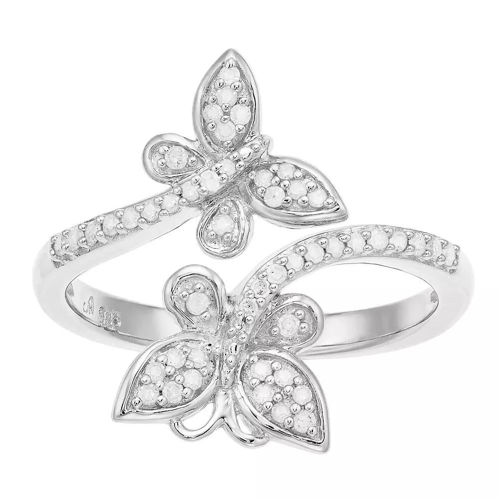 Sterling Silver 1/5 Carat Diamond Butterfly Ring, Women's, Size: 8, Silvertone Product Image