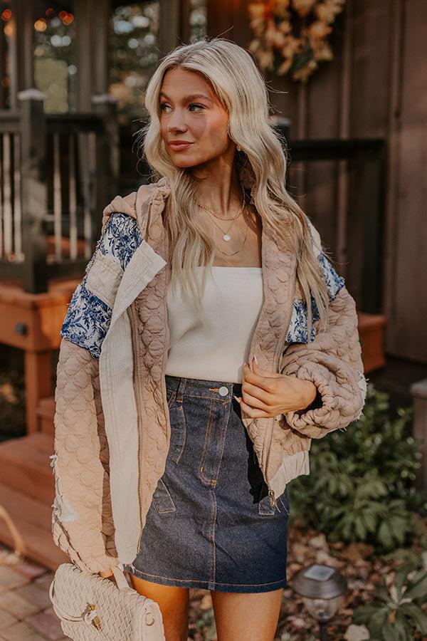 Cozy Couture Quilted Jacket in Warm Taupe Product Image