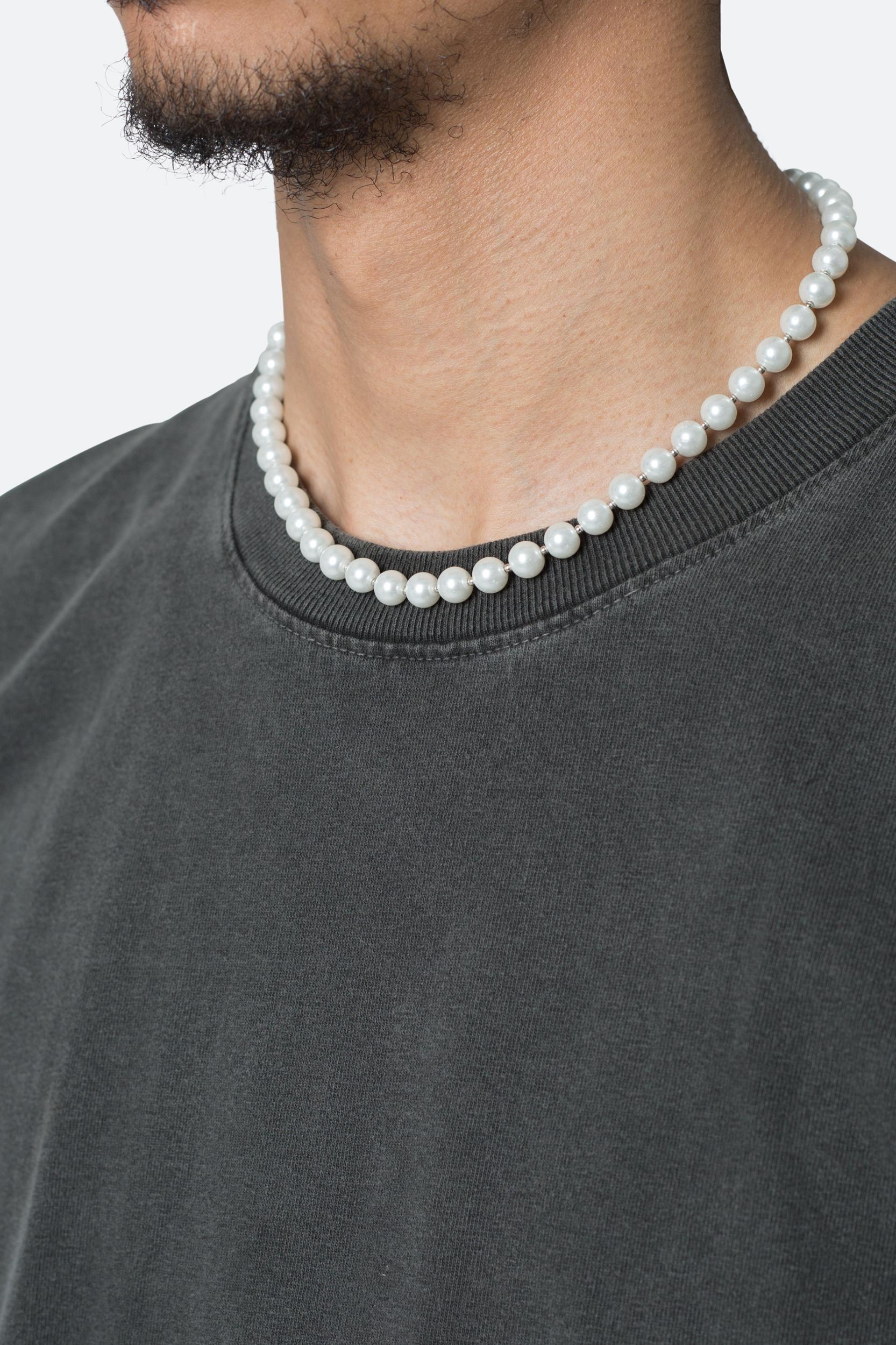 Pearl and Metal Bead Necklace - Off White Product Image