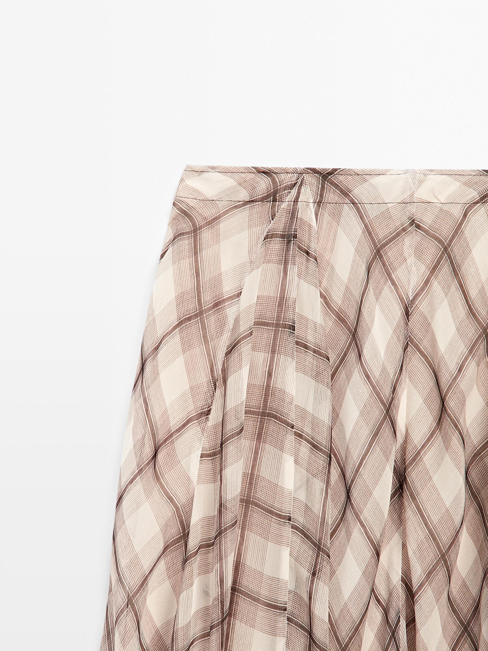 Flowing check midi skirt Product Image