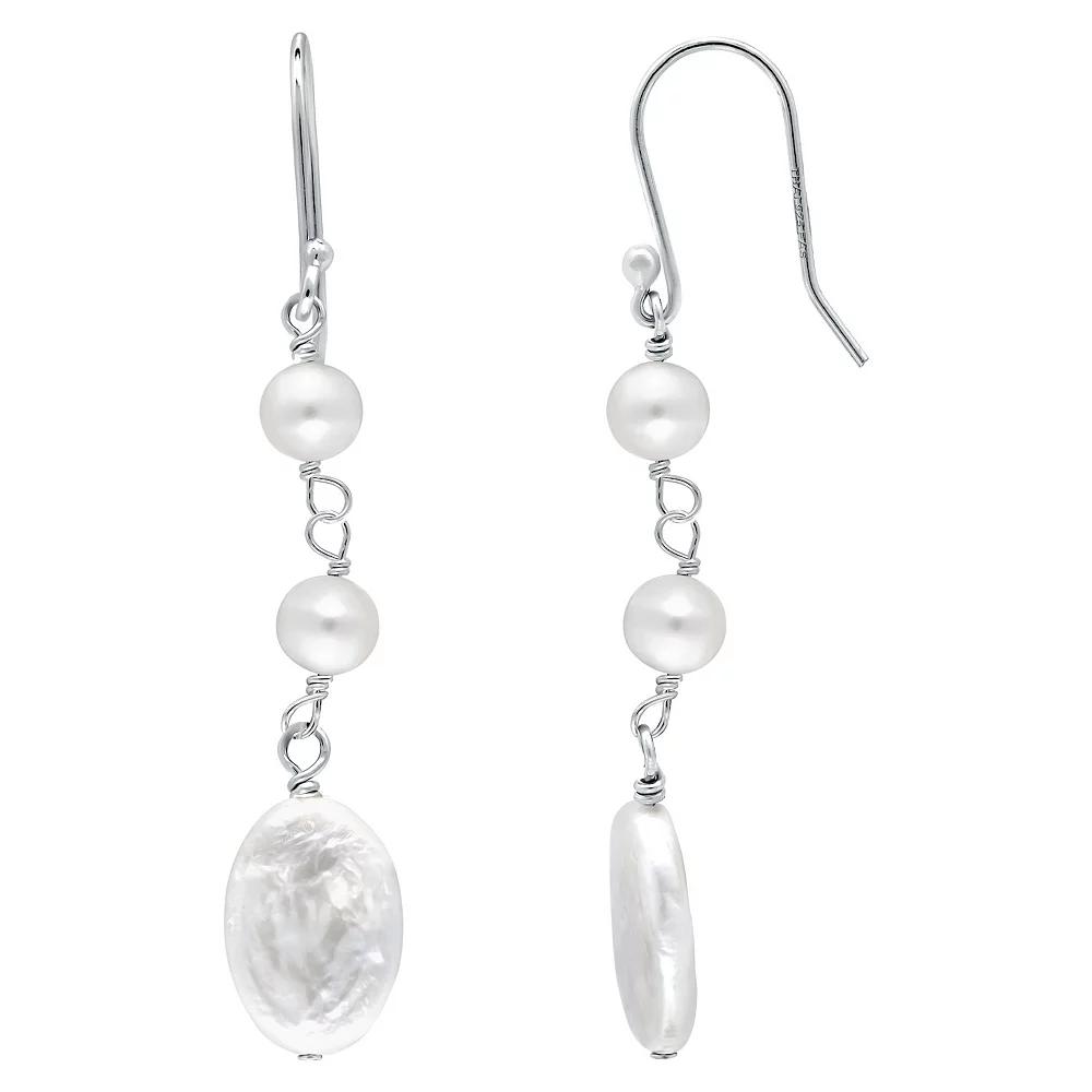 Aleure Precioso Sterling Silver Freshwater Cultured Pearl Trio Drop Earrings, Women's, Silver Tone White Product Image