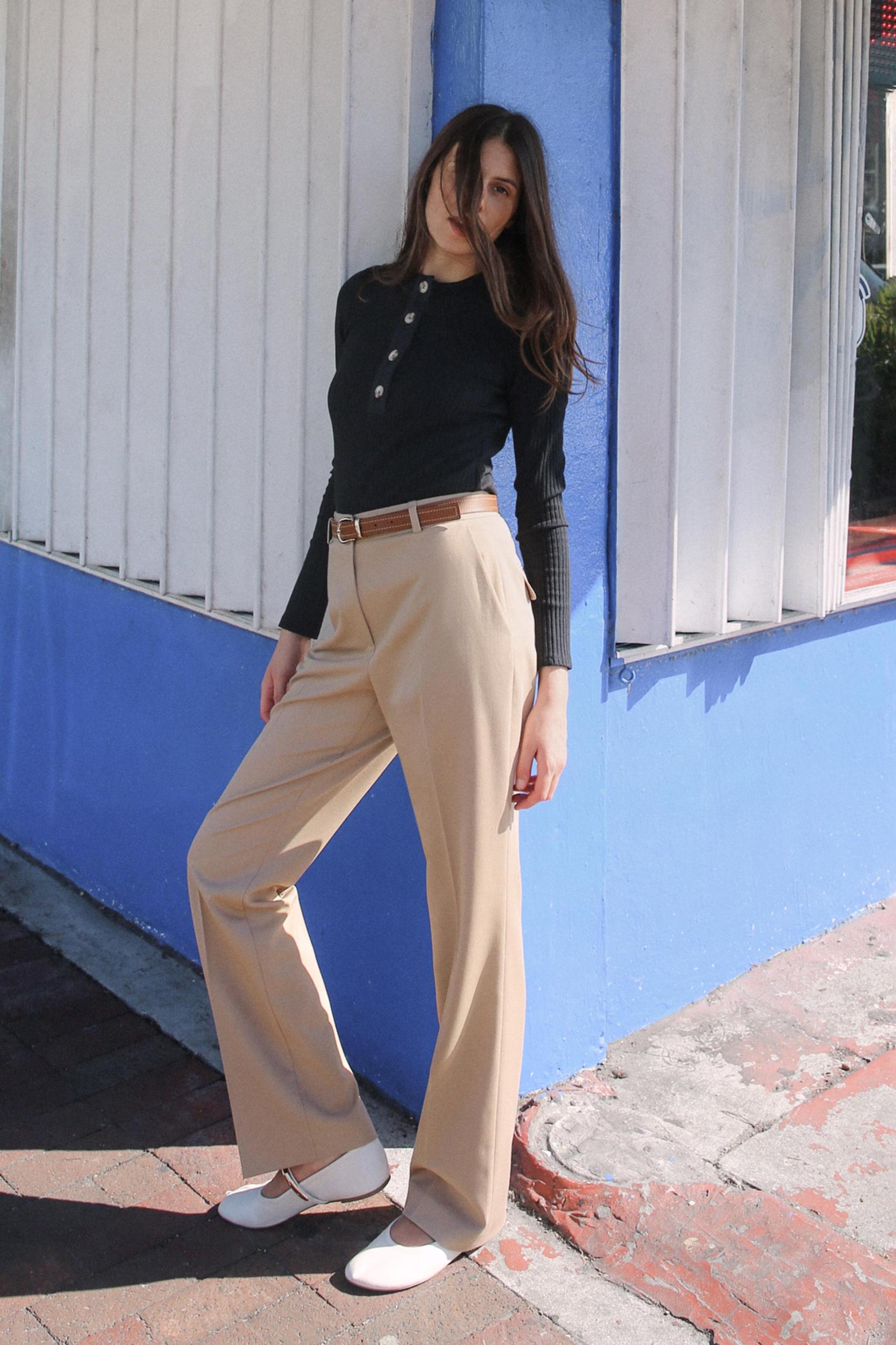 BELTED STRAIGHT LEG PANTS Product Image
