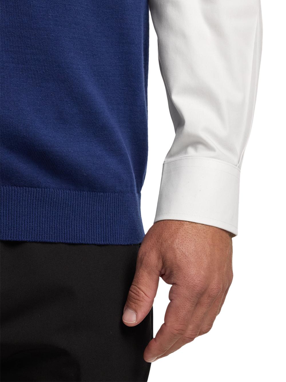 Cotton Full Zip Mock Neck Vest - Blue Product Image