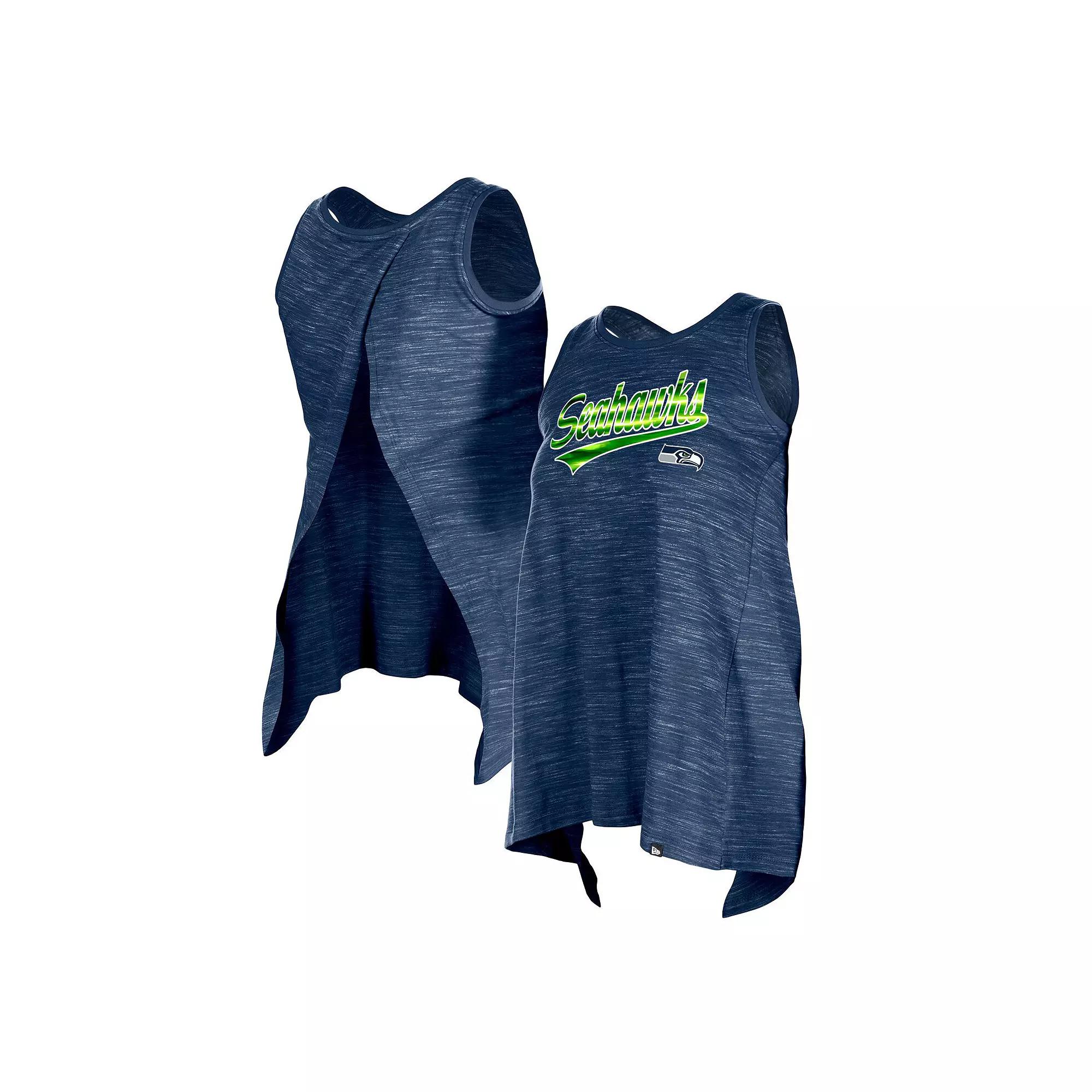 Women's New Era College Navy Seattle Seahawks Space Dye Active Tank Top,  Product Image