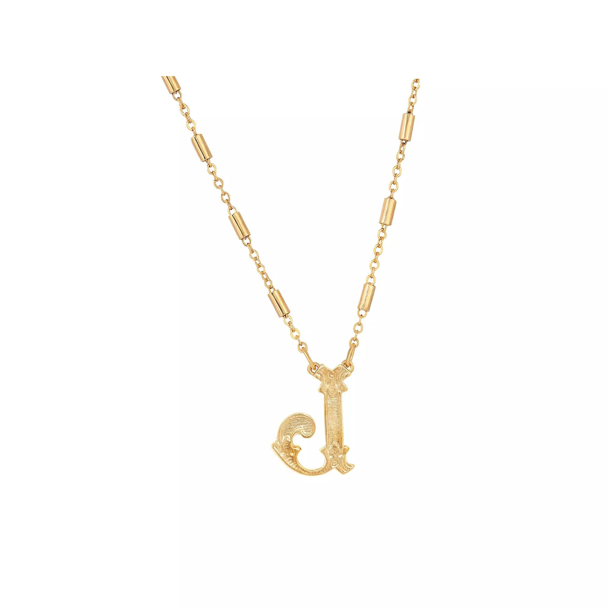 1928 Gold Tone Initial Necklace, Womens, Yellow W Product Image
