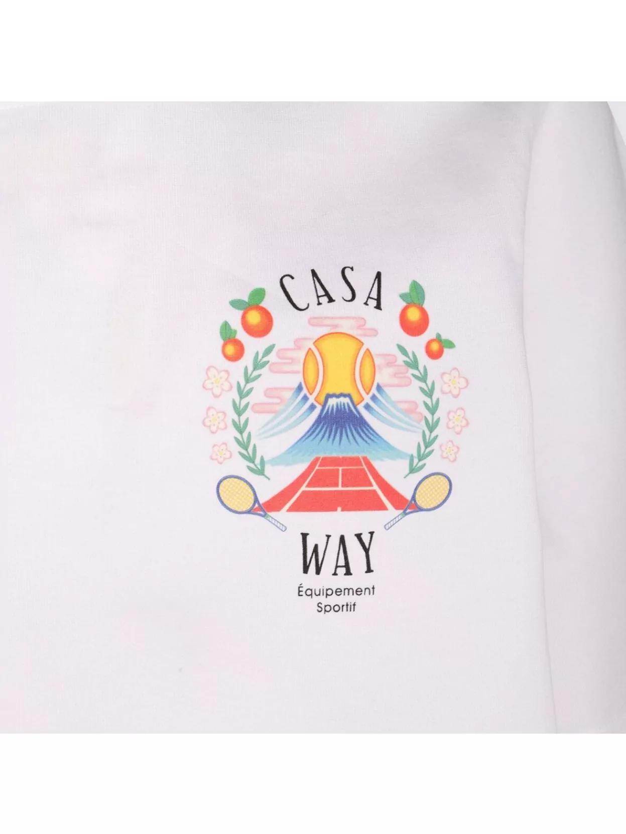 CASABLANCA T-shirt Girocollo Con Logo Sul Fronte In Cotone Bianca Uomo In Neutral Product Image