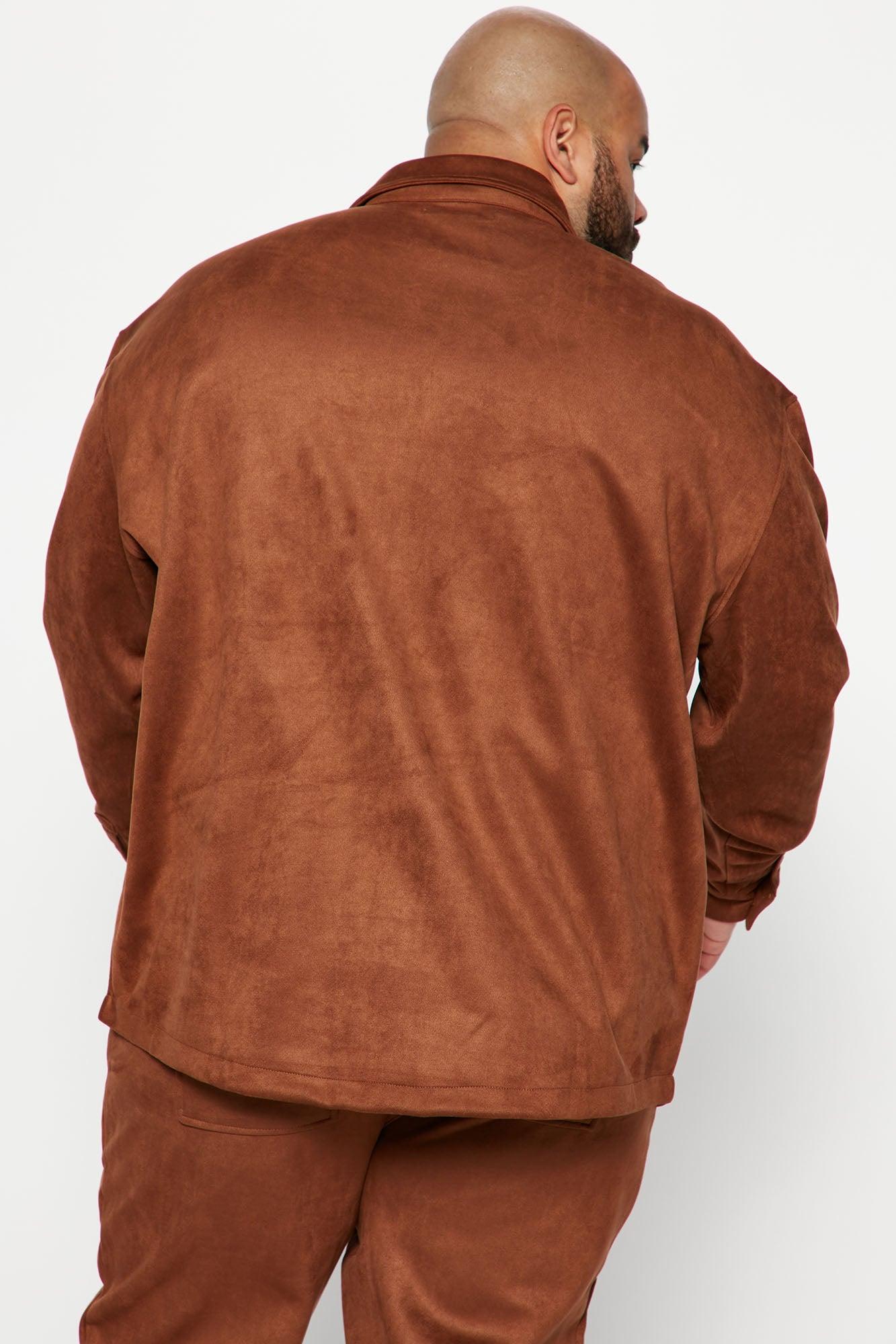 Dre Faux Suede Long Sleeve Button Up Shirt - Camel Product Image