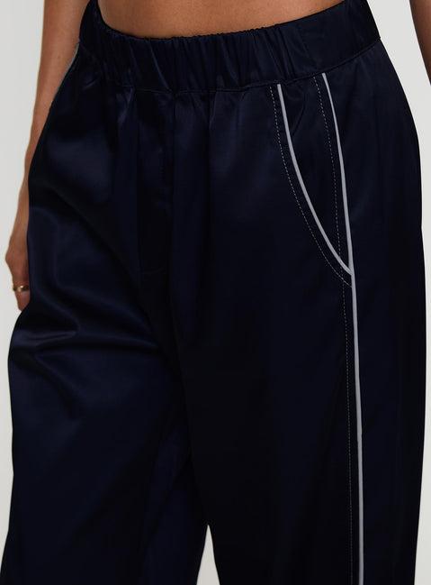 Travalta Satin Track Pant Navy Product Image