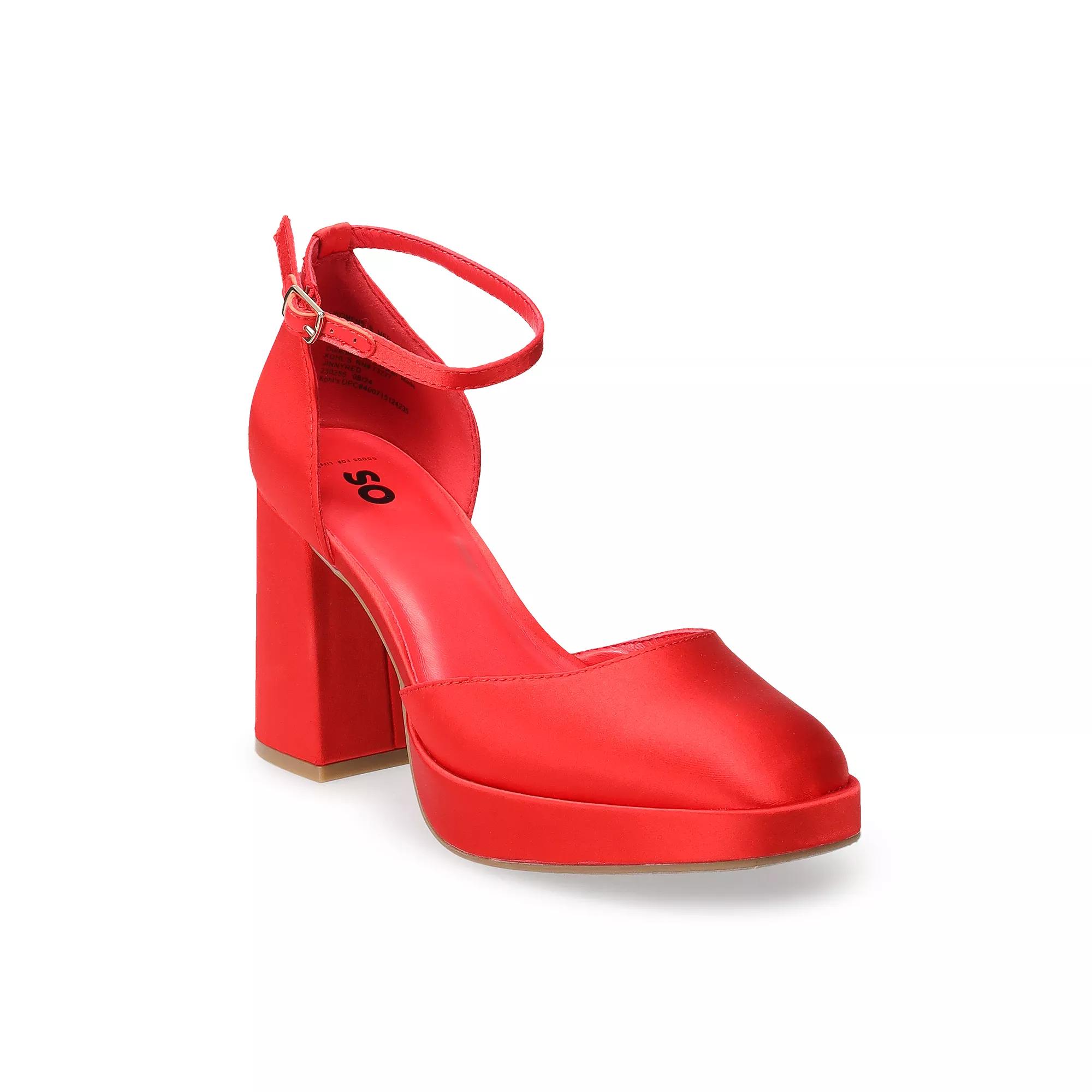 Juniors' SO® Ankle Strap Platform Shoes, Women's, Size: 10, Red Product Image