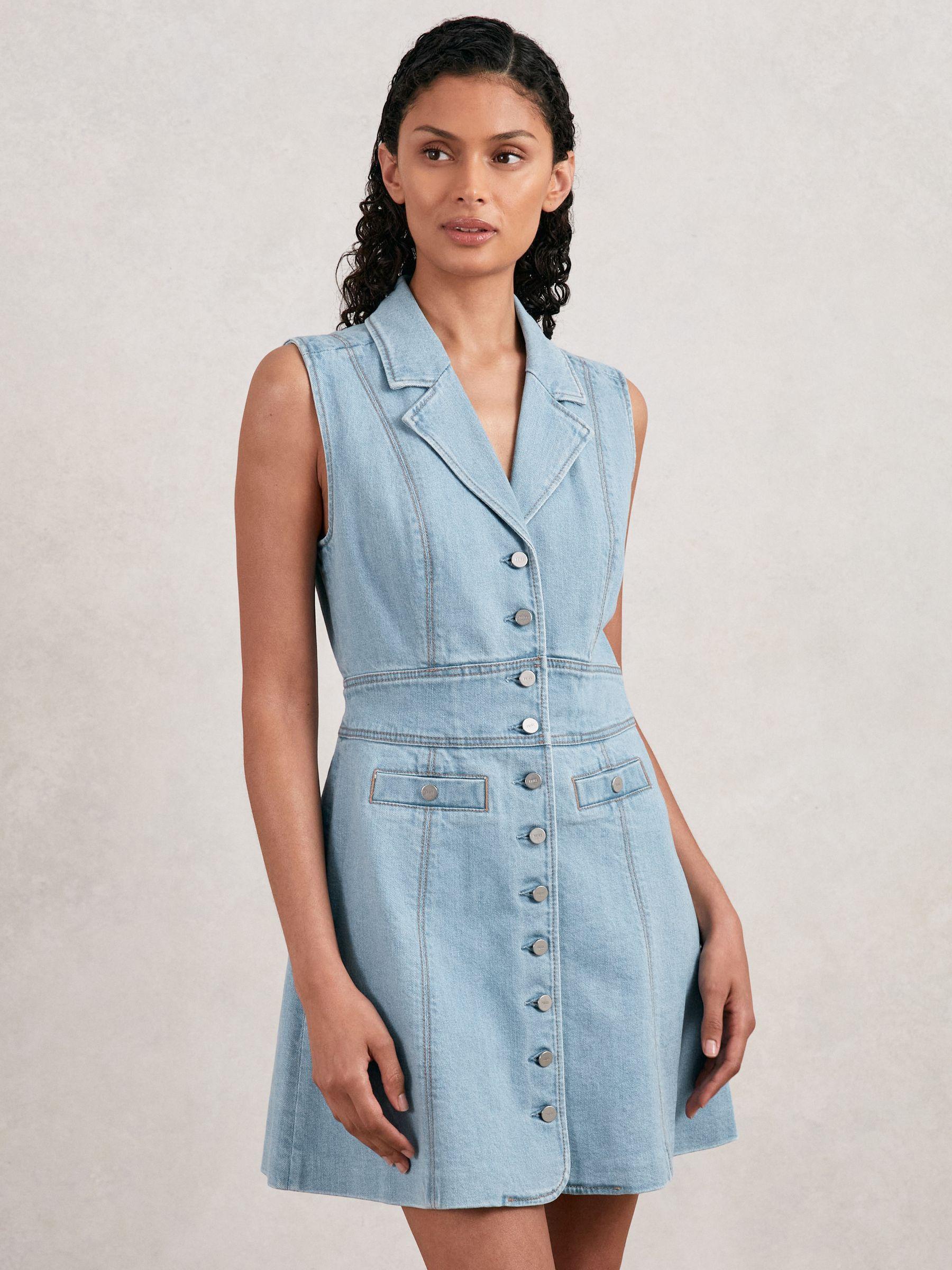 Paige Denim Button-Through Mini Dress in Jocelyn Blue Product Image