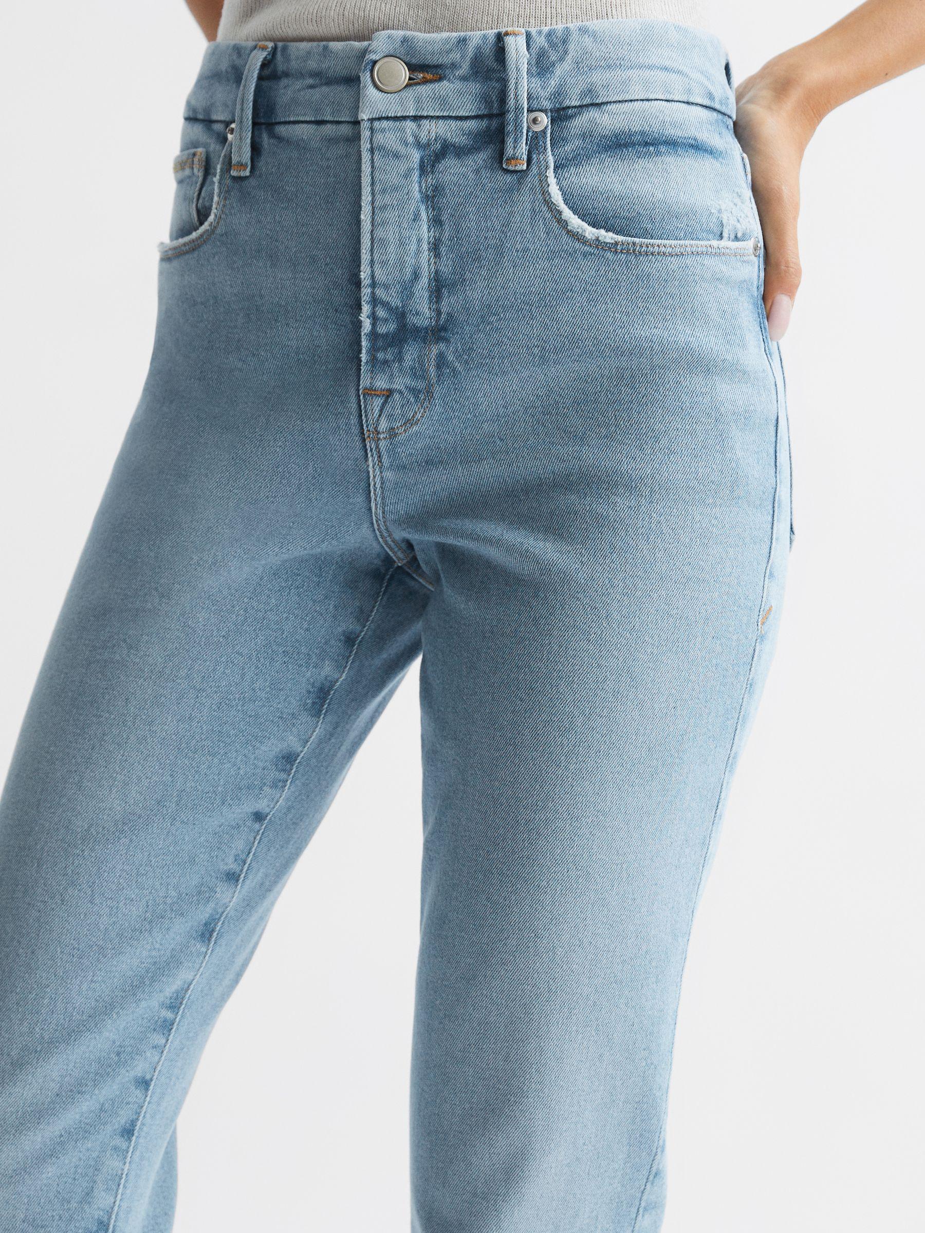 Good American High Rise Inseam Split Jeans in Mid Blue Product Image