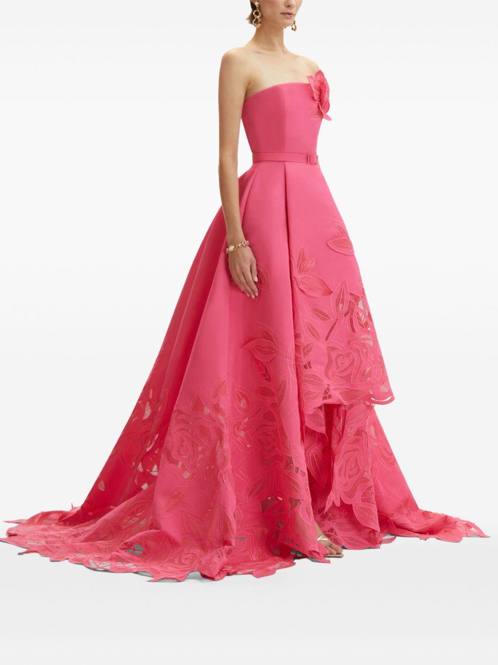 rose-appliqué cut-out gown Product Image