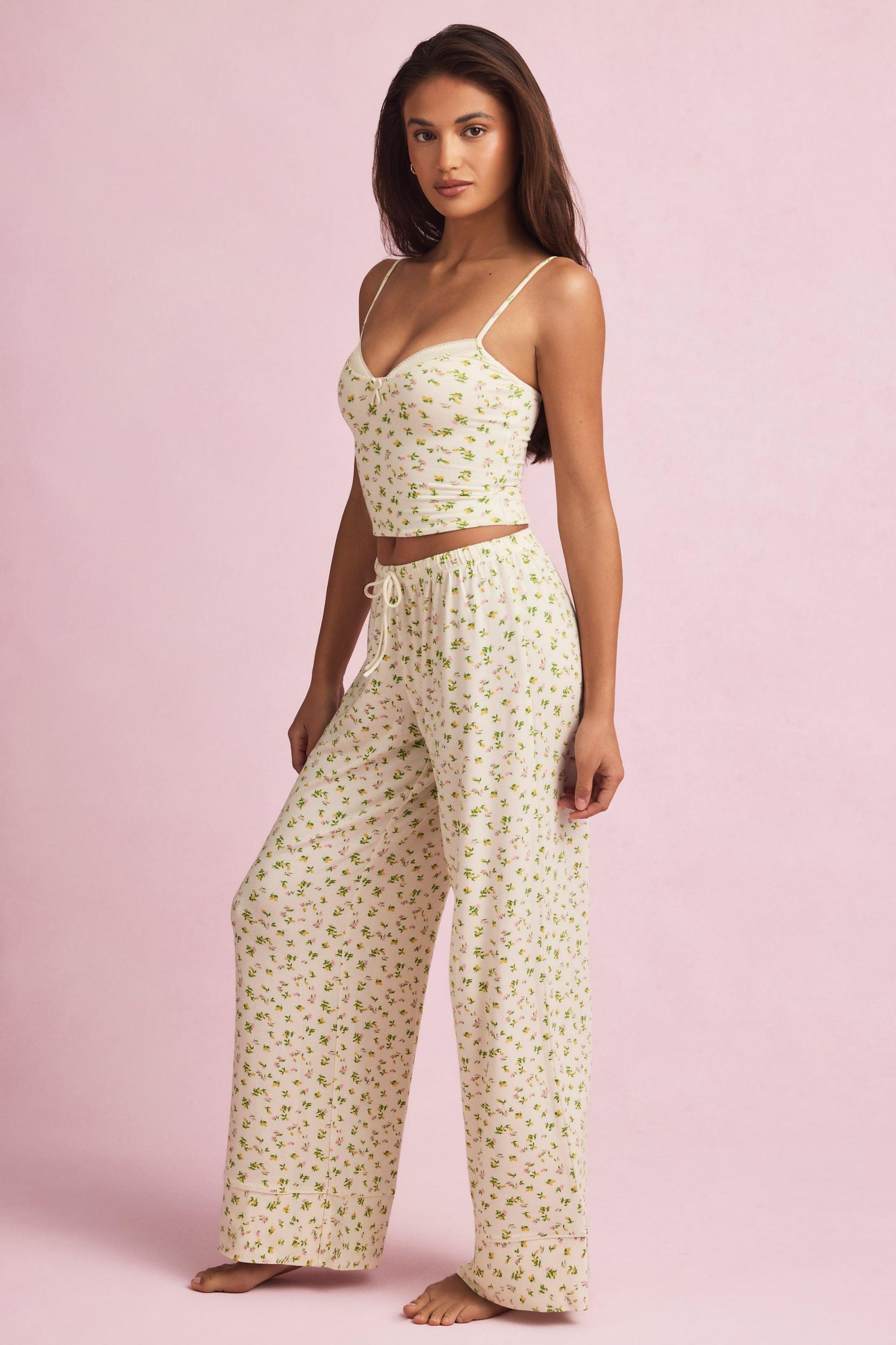 Modal Mid-Rise Pyjama Trousers in Lemon Print Product Image