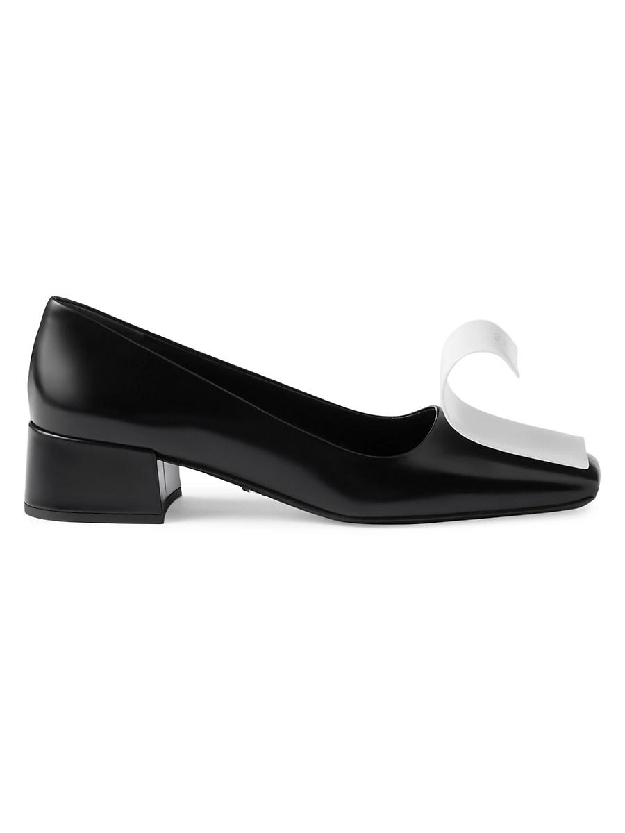Womens Two-Tone Brushed Leather Pumps Product Image