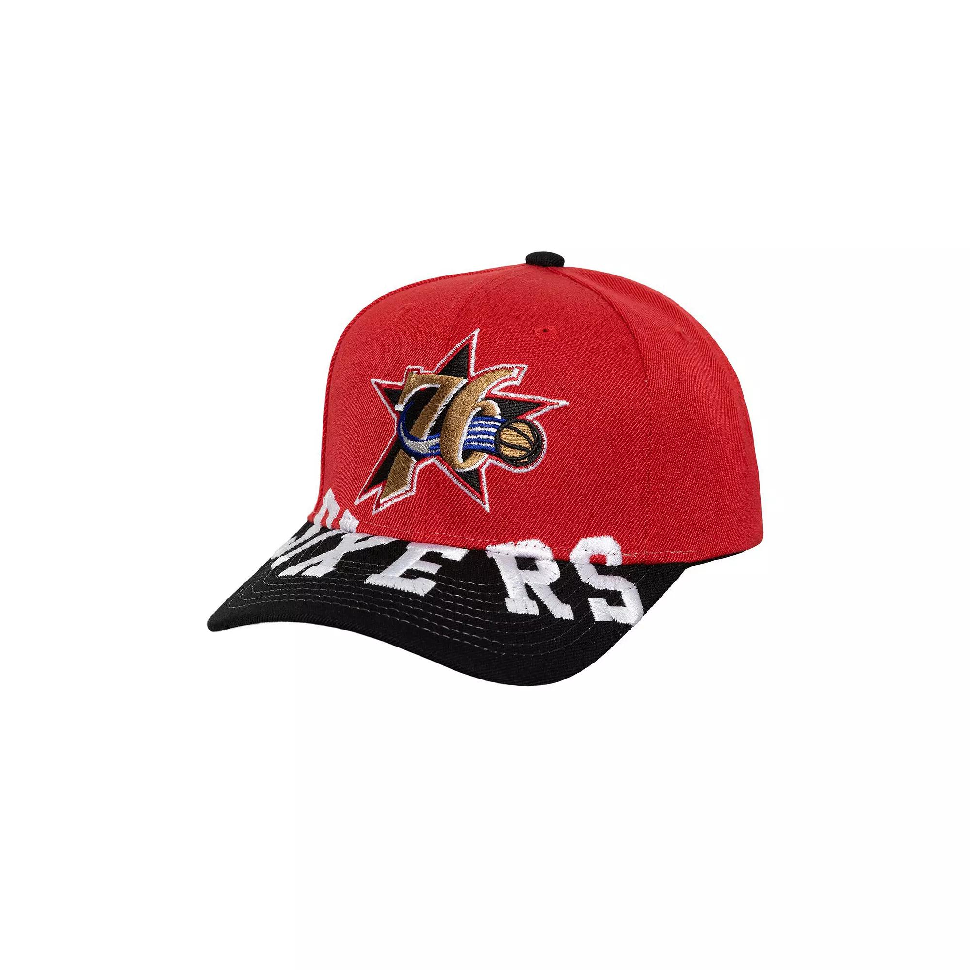Men's Mitchell & Ness Red/Black Philadelphia 76ers Underarch Two-Tone Pro Crown Snapback Hat, 76r Red Product Image