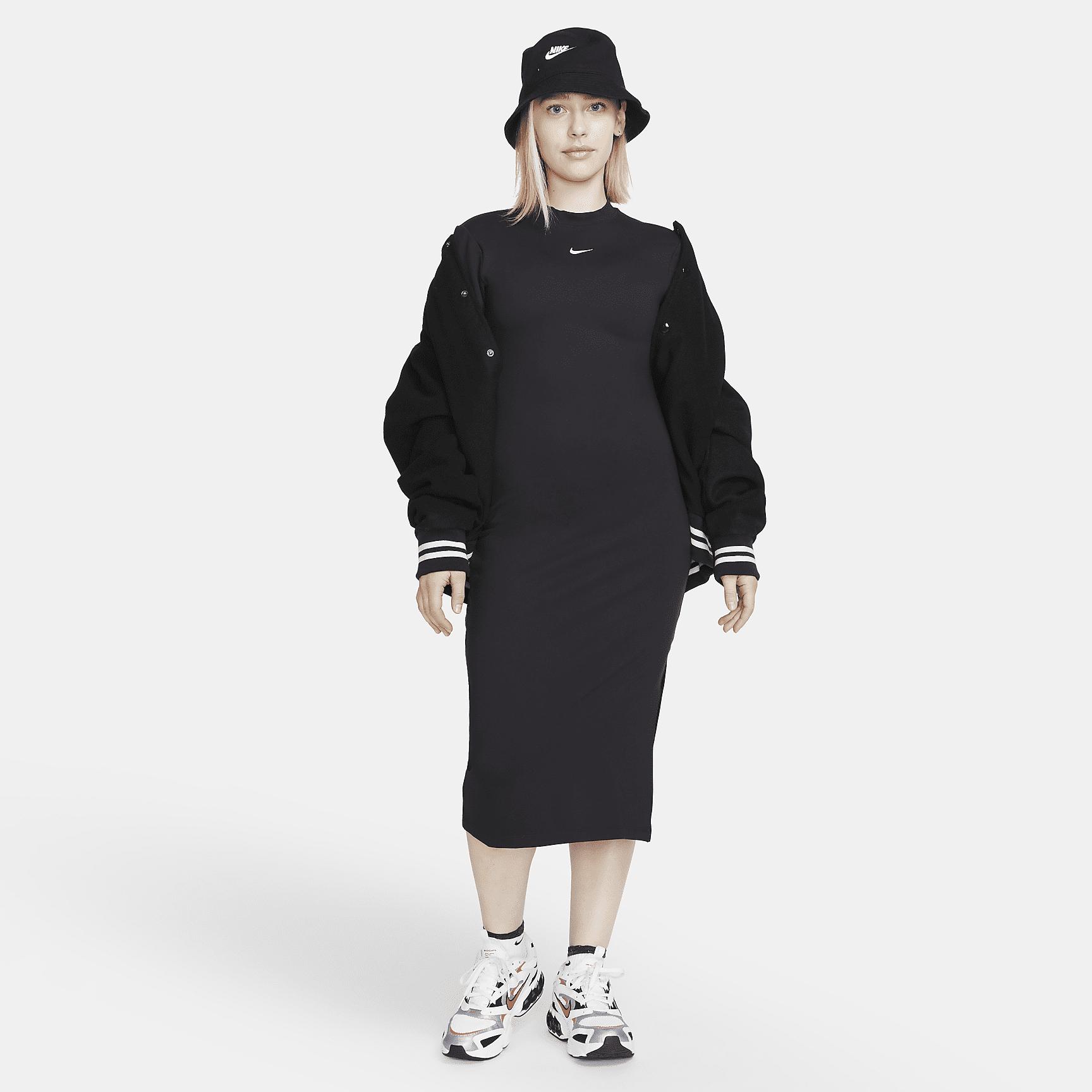 Womens Nike Sportswear Essential Tight Midi Dress | DV7878-010 Product Image