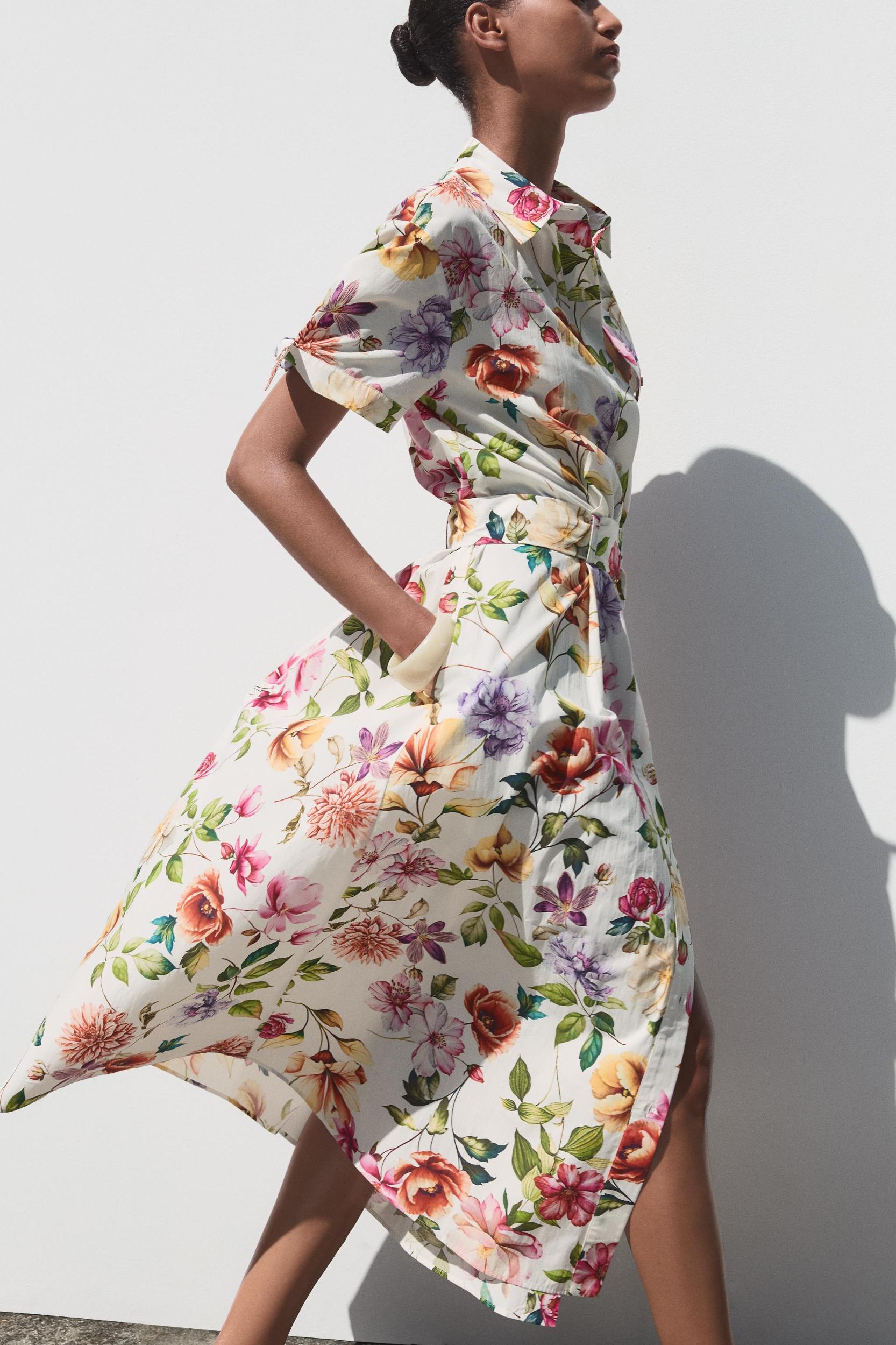 PRINTED POPLIN MIDI DRESS Product Image