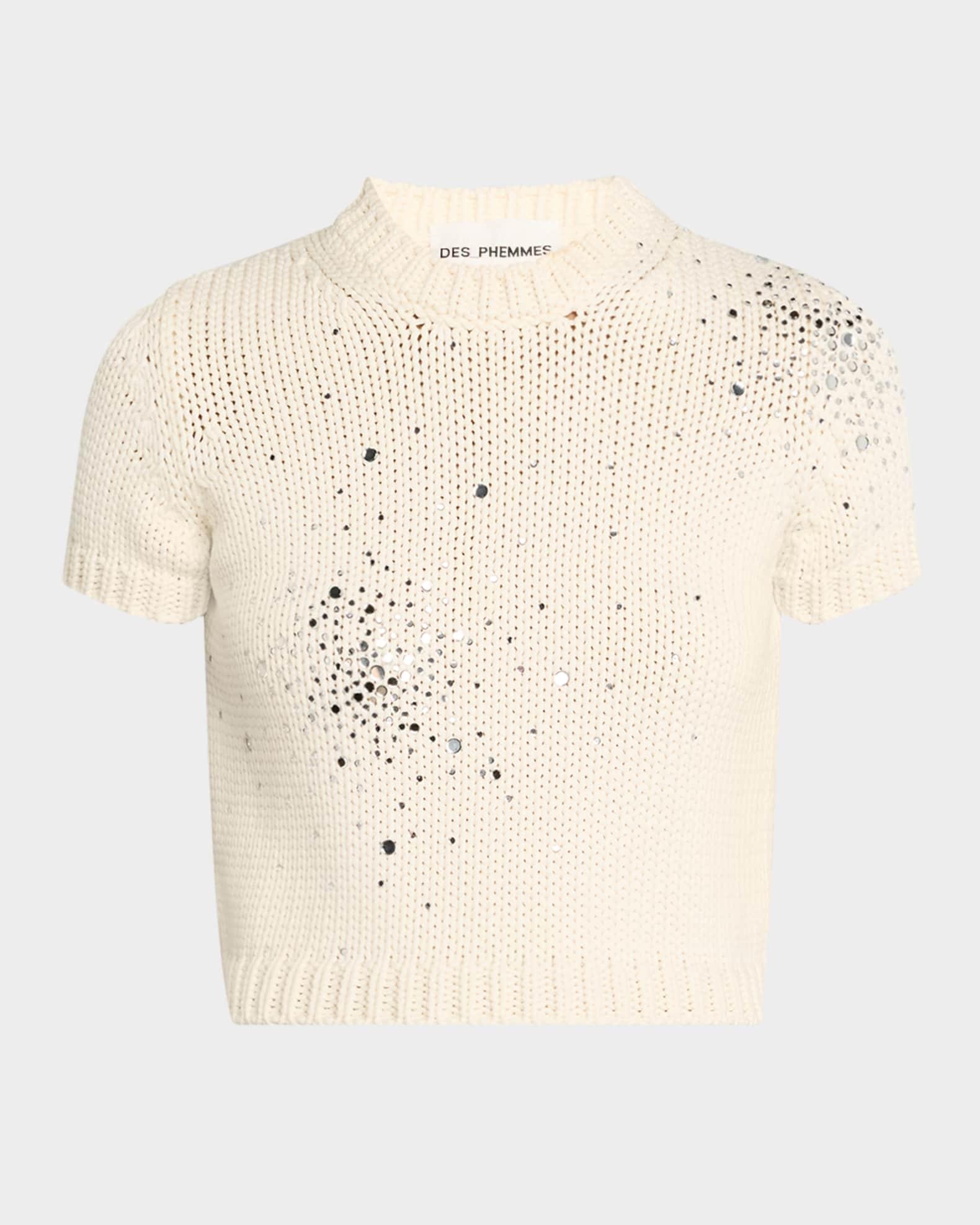 Embroidered Chunky Knit Crop Top Product Image
