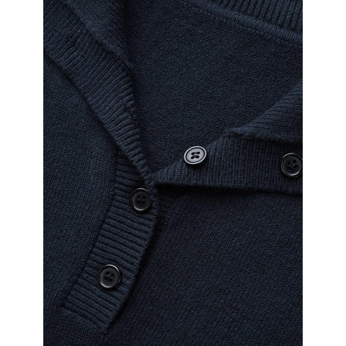 Plus Size Airy Cozy Lapel Collar Button Up Pullover Midnight Women Casual Long Sleeve Lapel Collar Everyday Pullovers BloomChic 14-16/1X Product Image