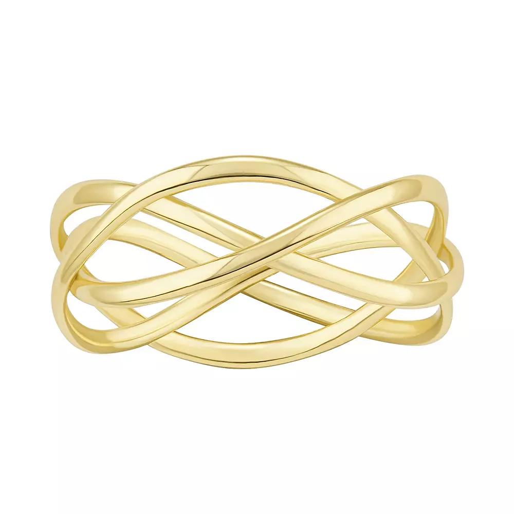 PRIMROSE 24k Gold Over Silver Plated Polished Twist Band Ring, Women's, Size: 9, Gold Tone Product Image