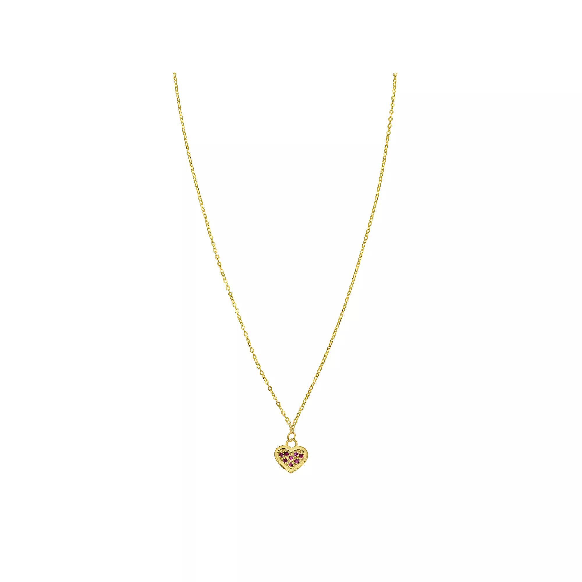 14k Gold Ruby Heart Pendant Necklace, Women's, Size: 18" Product Image