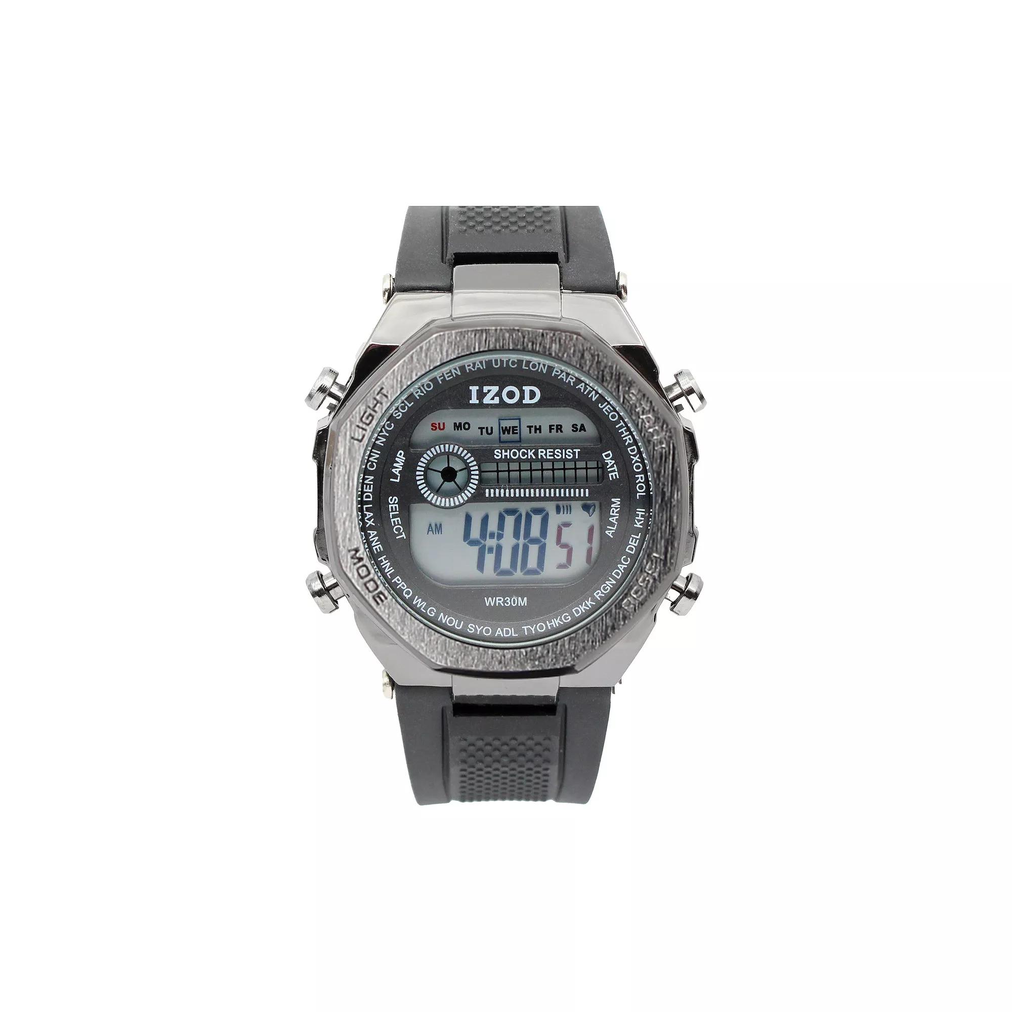 IZOD Men's Gunmetal Digital Watch with Black Silicone Strap - IZO7065KL Product Image