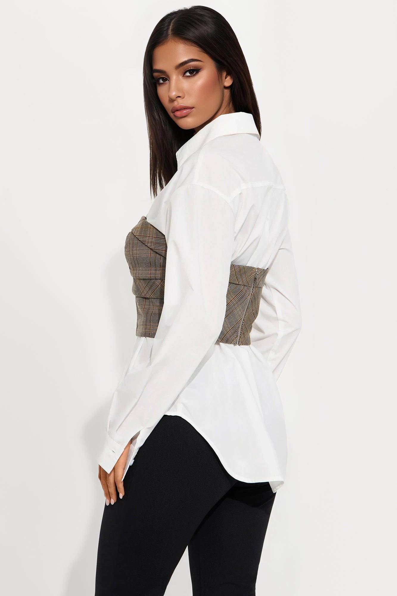 She's Busy Plaid Poplin 2 Piece Set - Brown/combo Female Product Image