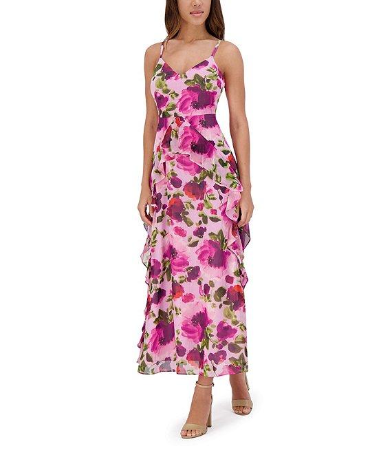 SIENA Metallic Floral V-Neck Sleeveless Maxi Dress Product Image
