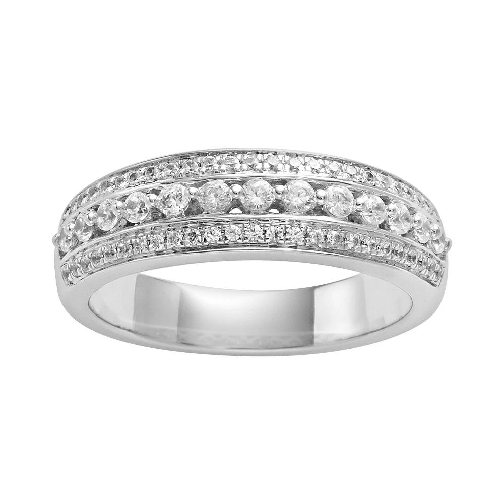 The Regal Collection 14k White Gold 1/2-ct. T.W. IGL Certified Diamond Multirow Wedding Ring, Women's, Size: 5 Product Image