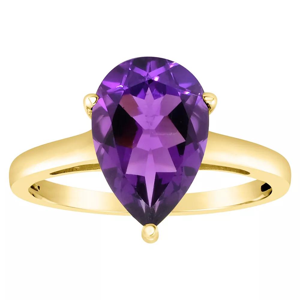 Alyson Layne 14k Gold Pear Cut Amethyst Solitaire Ring, Women's, Size: 7 Product Image