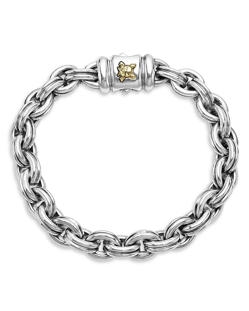 Lagos Mens 18K Yellow Gold & Sterling Silver Anthem Double Link Chain Bracelet - Exclusive Product Image