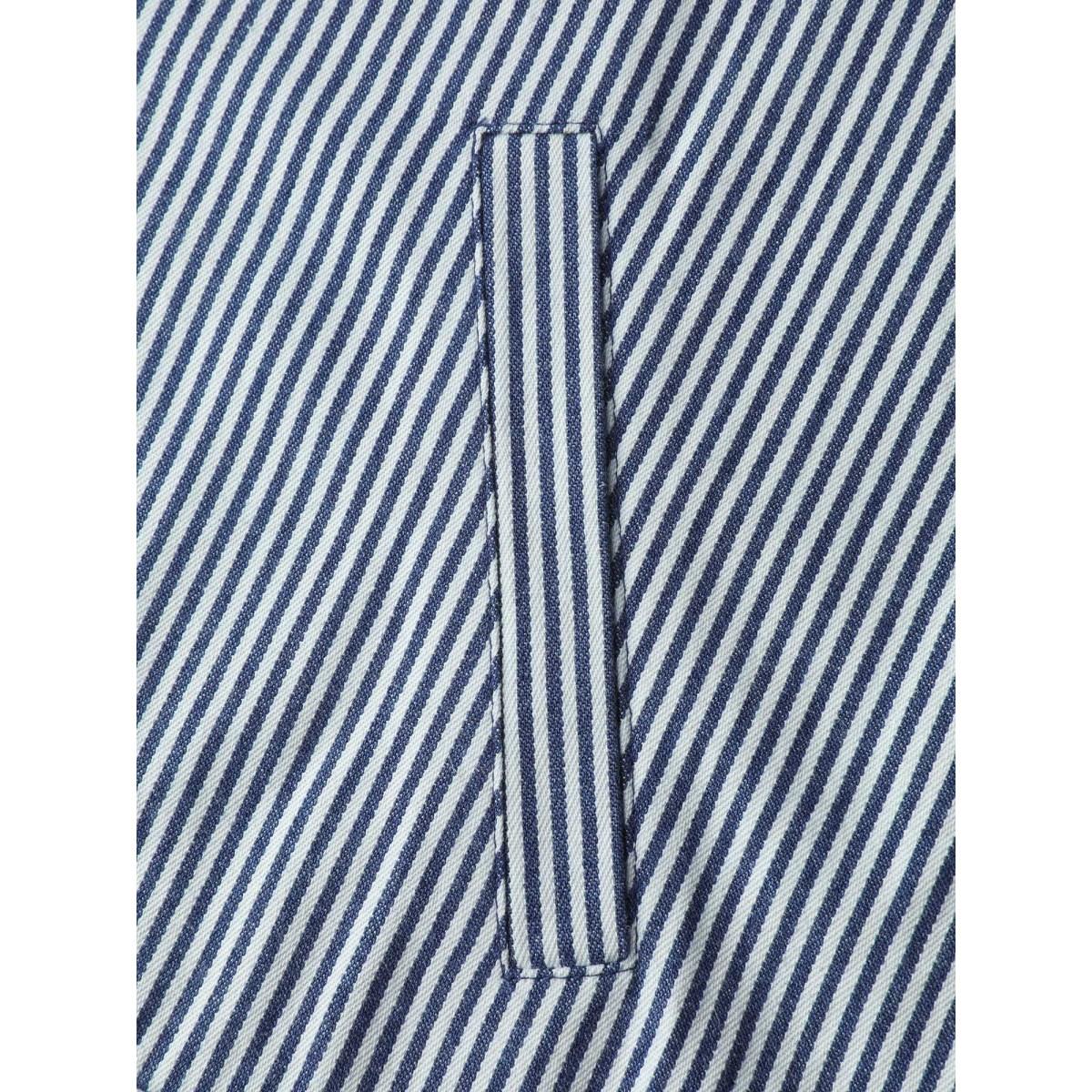 Plus Size Denim Stripe Zipper-Front Jacket Women Mediumblue Slanted pocket Casual Jackets BloomChic 18-20/2X Product Image