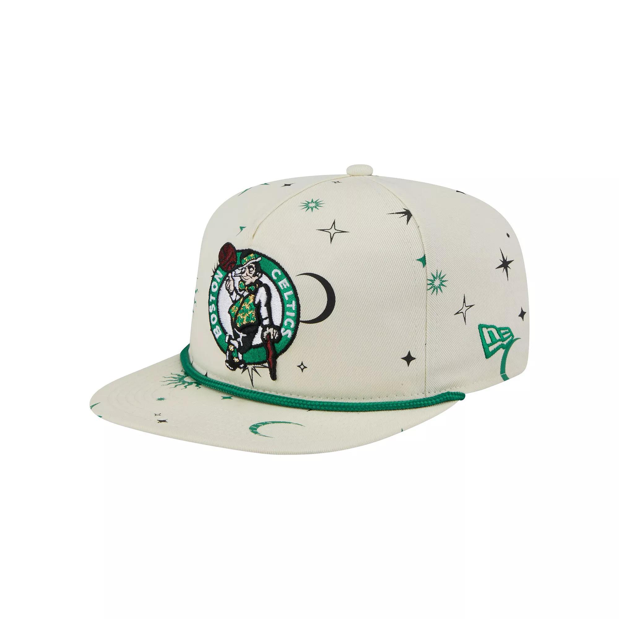 Men's New Era Cream Boston Celtics Lunar Golfer Snapback Hat, Beige Product Image