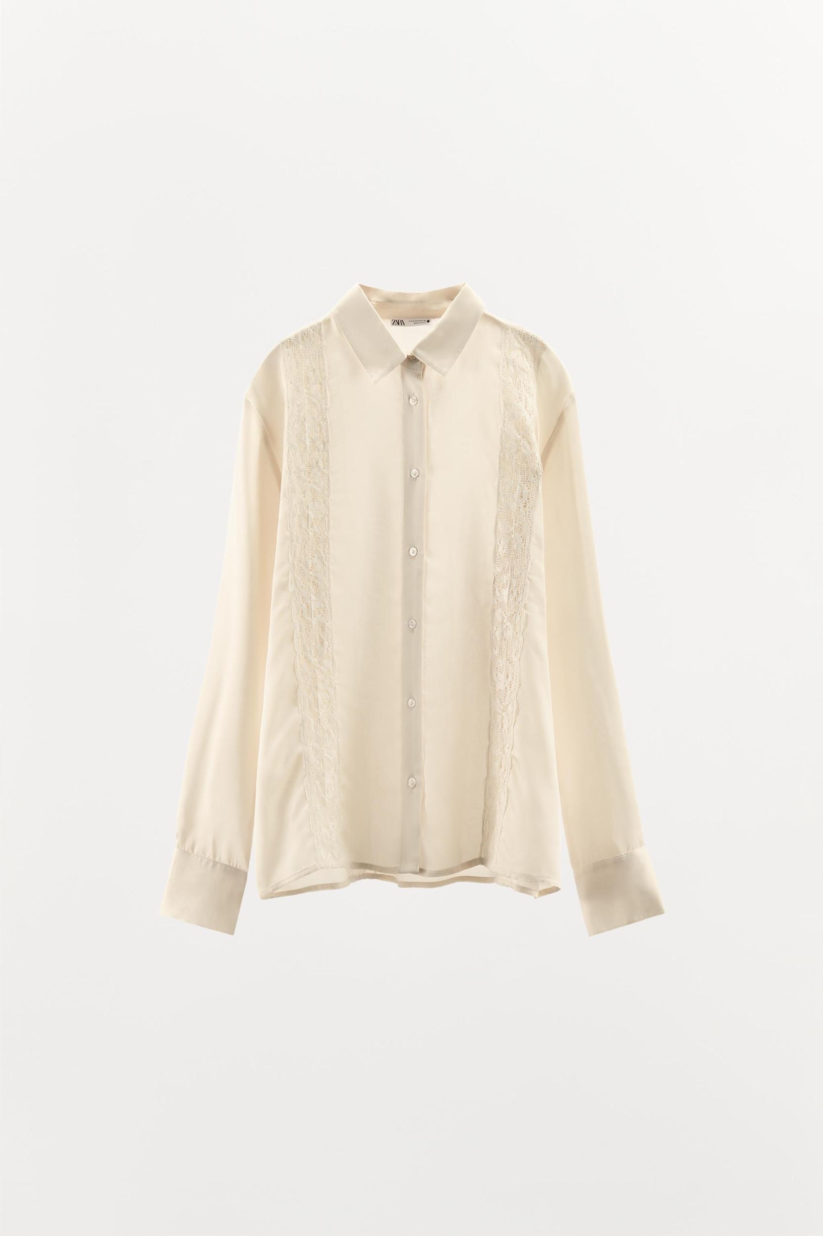 LACE SATIN BLOUSE Product Image