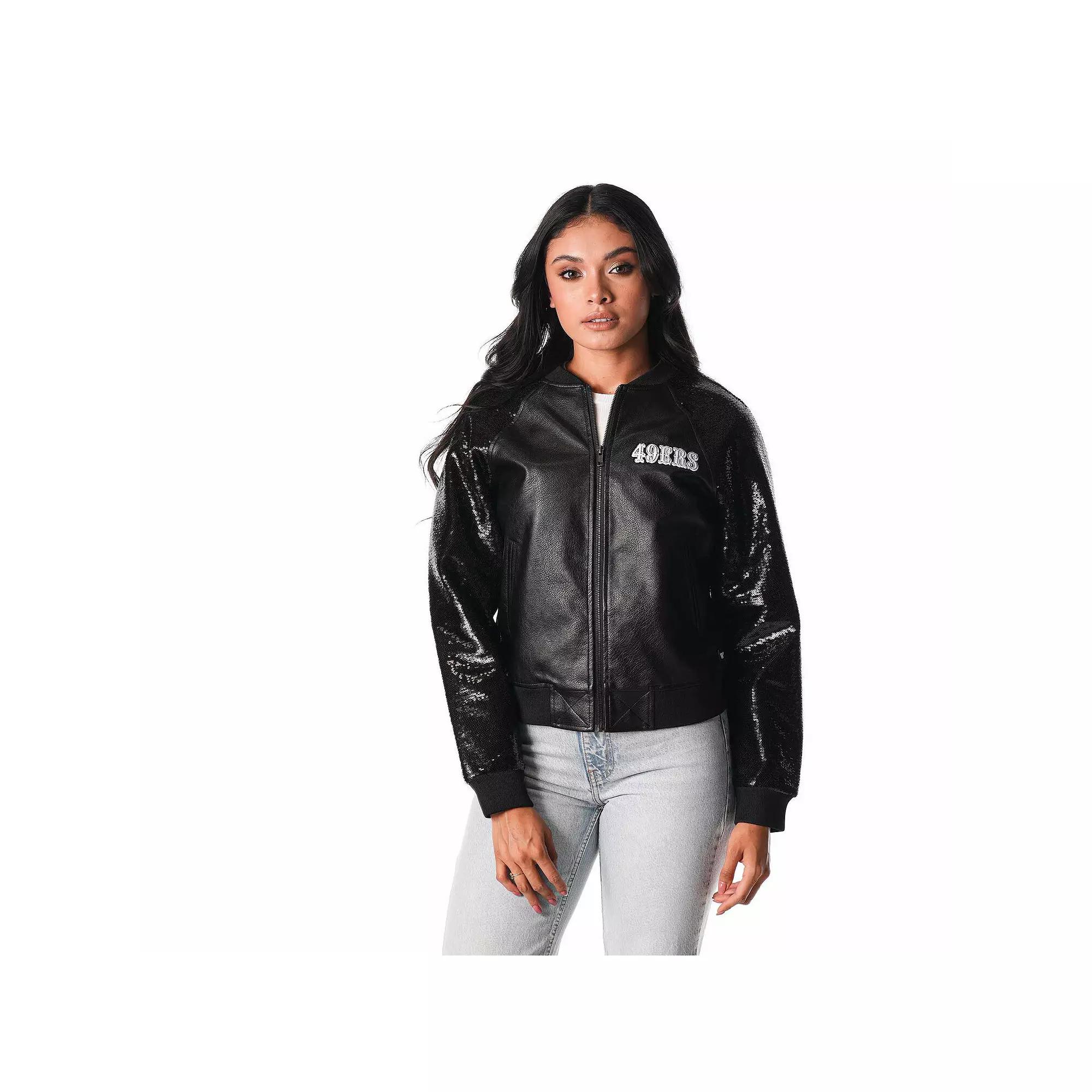 Women's The Wild Collective Black San Francisco 49ers Sequin Full-Zip Jacket,  Product Image