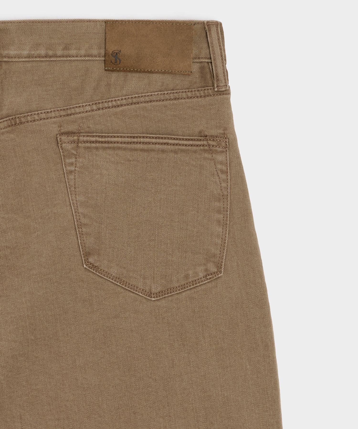 Relaxed 5-Pocket Pleated Jean in Light Brown Product Image