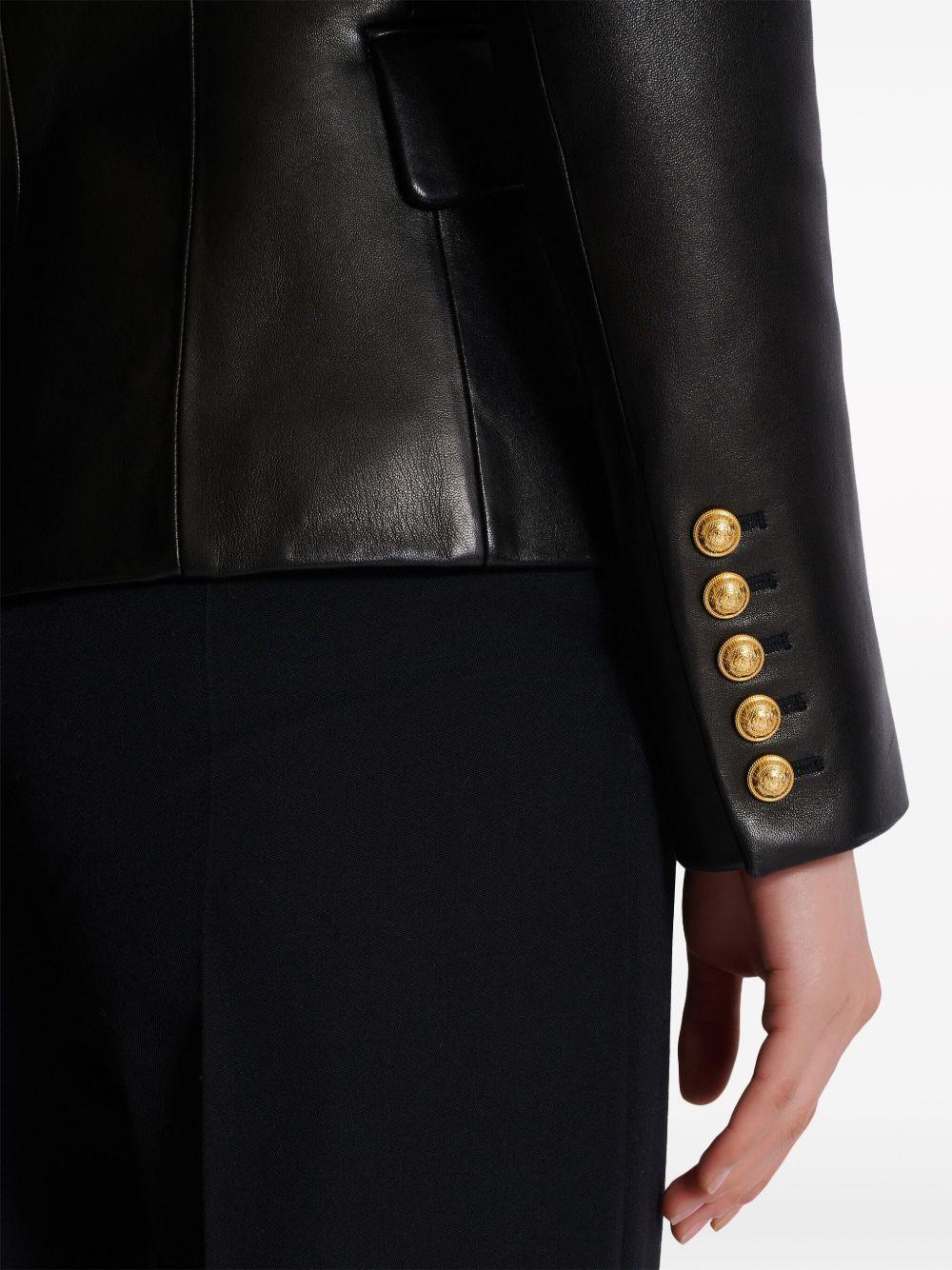 double-breasted leather blazer Product Image