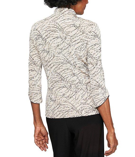 Alex Evenings Mock Neck 3/4 Sleeve Piping Glitter Embellished Printed 2-Piece Twinset Product Image