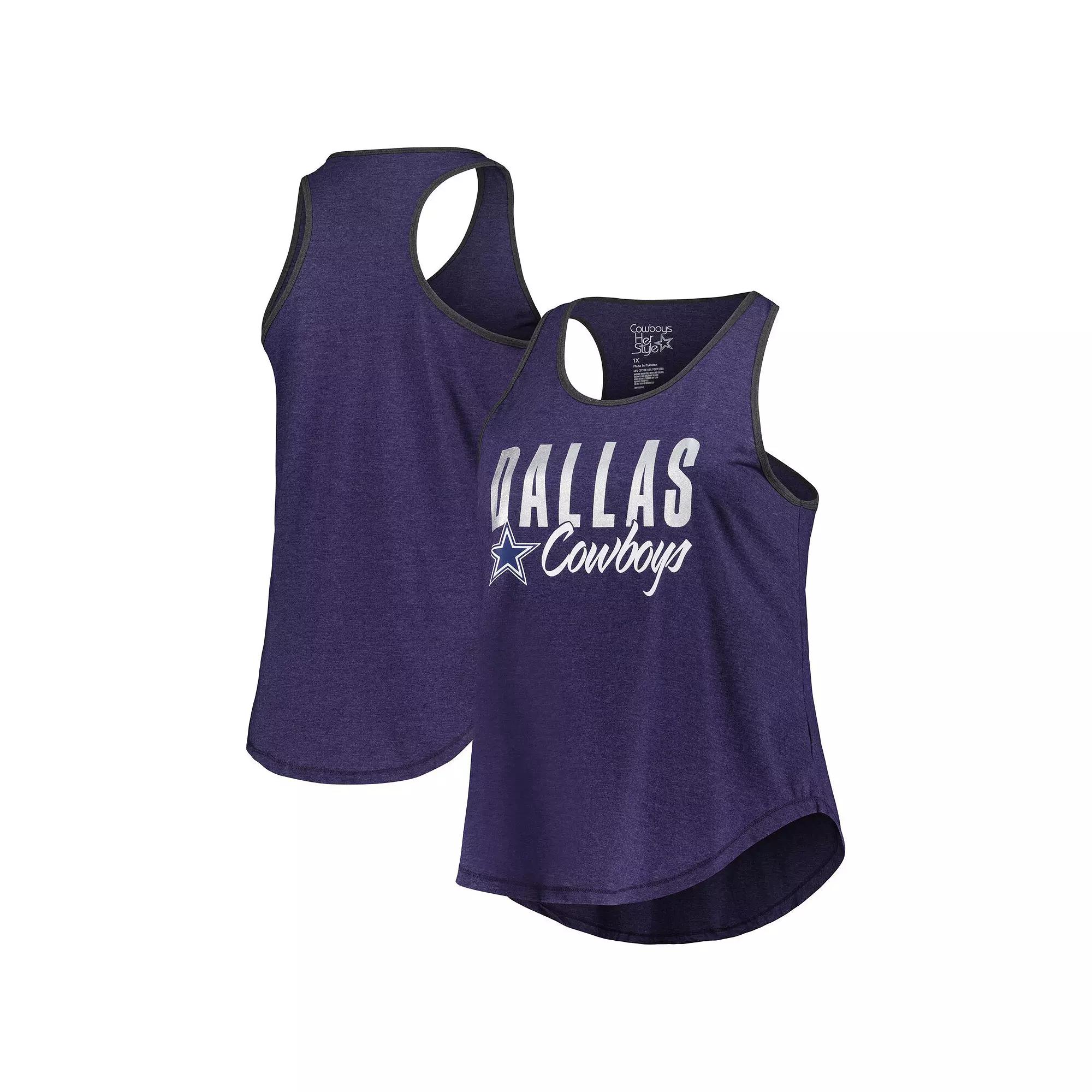 Women's Fanatics Branded Heather Navy Dallas Cowboys Plus Size Fuel Tank Top, Size: 4XL, Blue Product Image