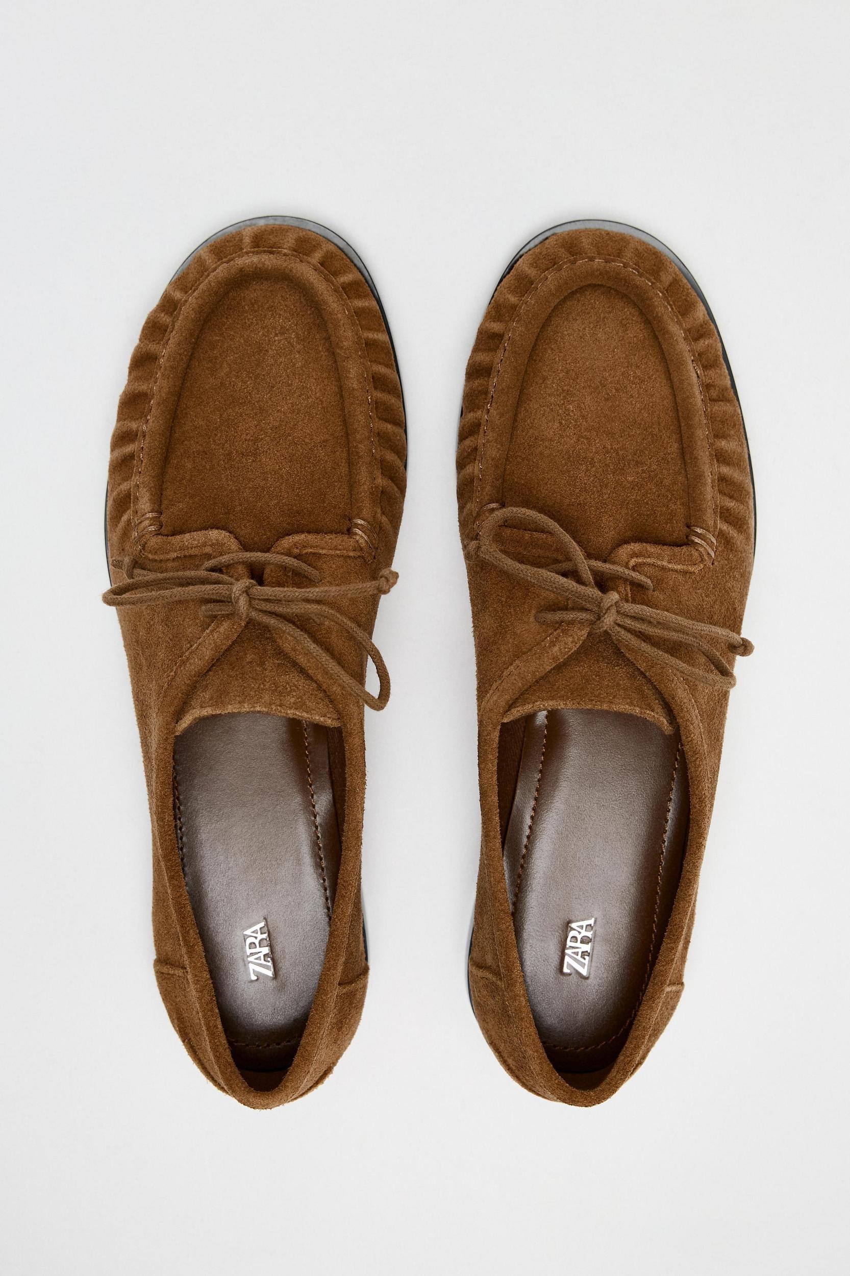 SOFT SUEDE LACED LOAFERS Product Image