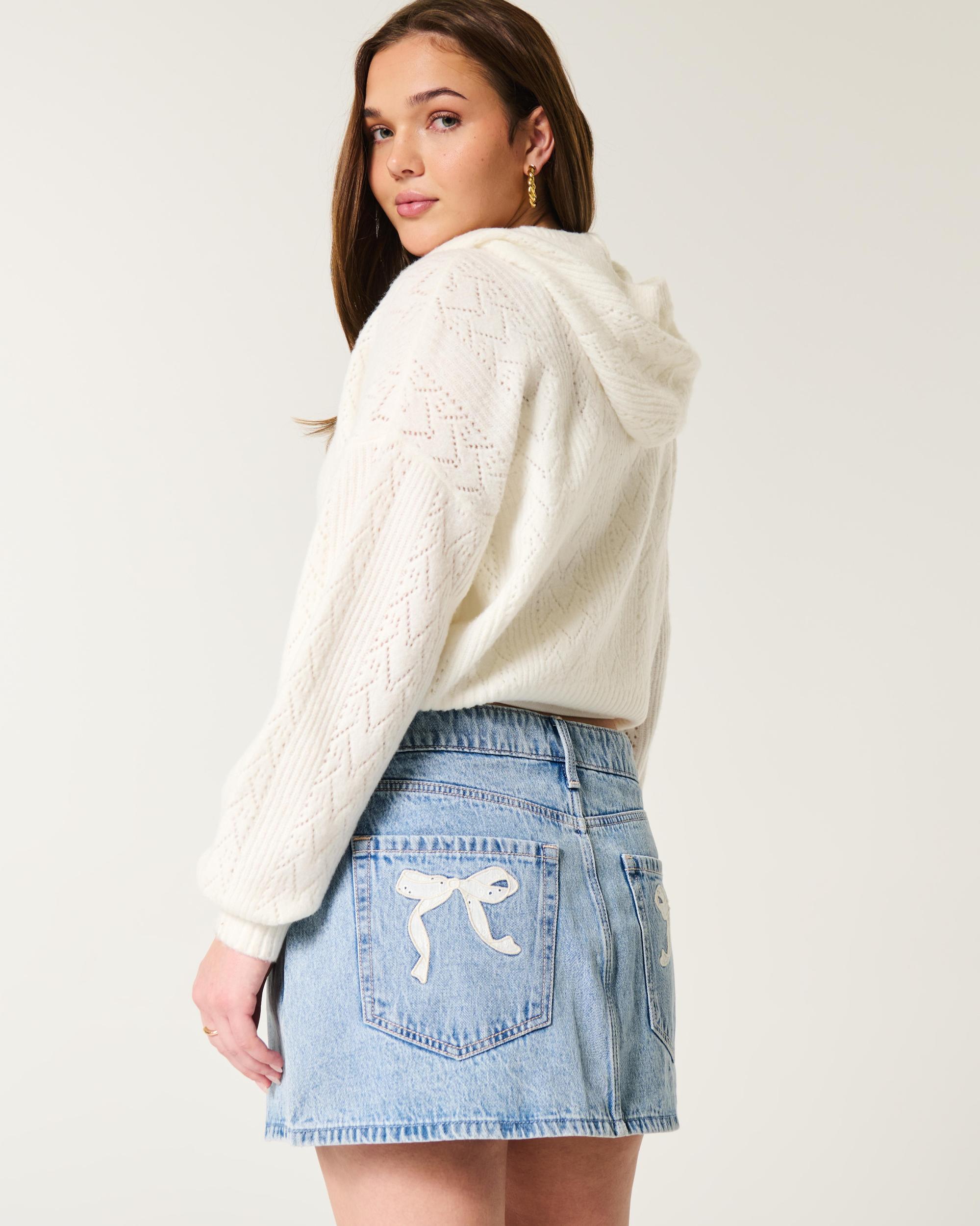 Low-Rise Pink Denim Mini Skort Product Image