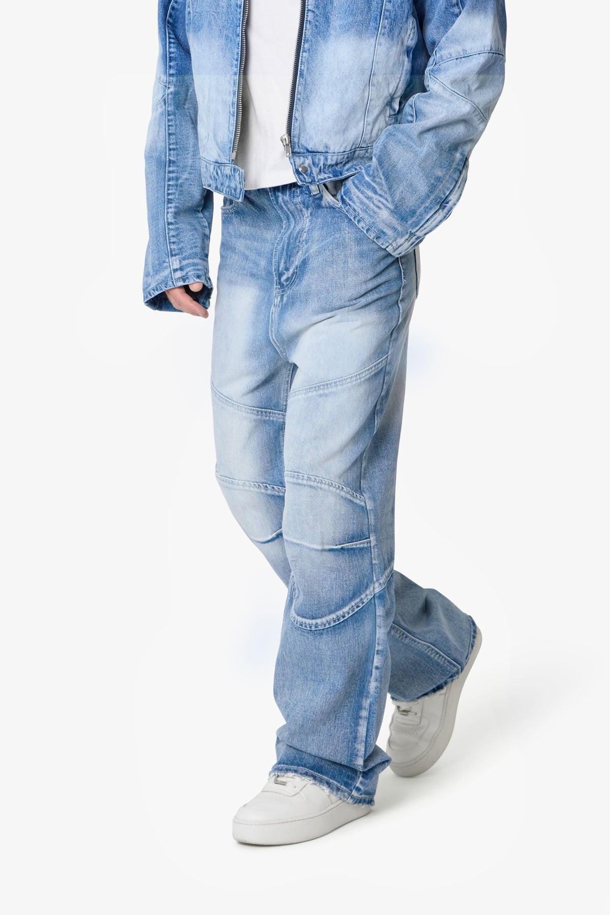 Paneled Moto Denim - Washed Blue Product Image