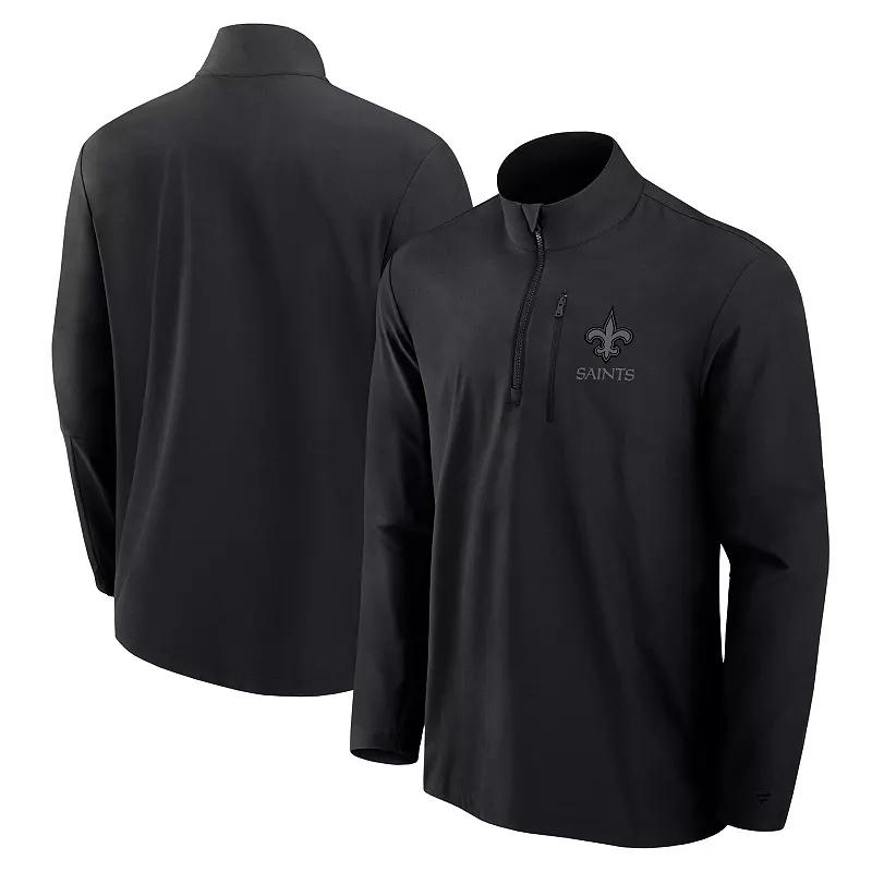Men's Fanatics Black New Orleans Saints Front Office Woven Quarter-Zip Jacket,  Product Image