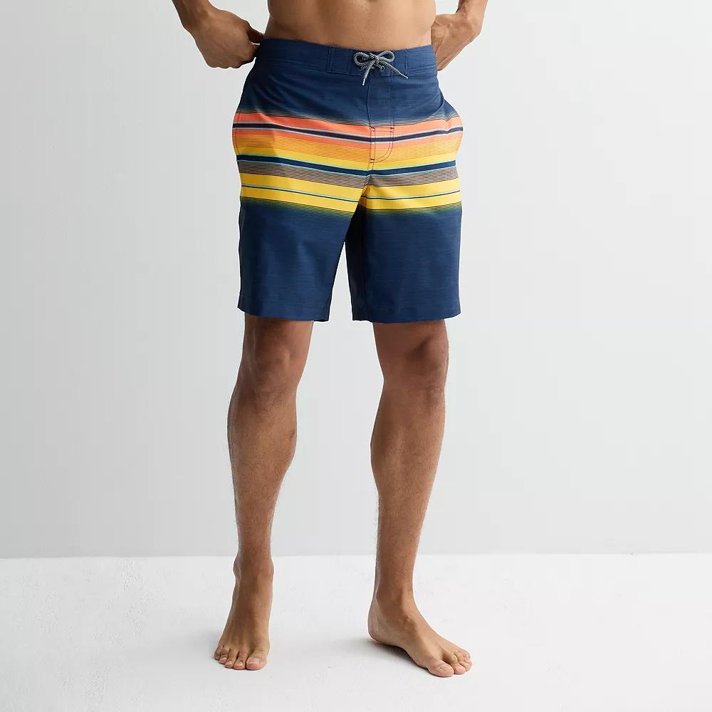 Men's Trinity Coast 9" Elastic Waist Boardshorts, Size: XS, Navy Blue Stripe Product Image